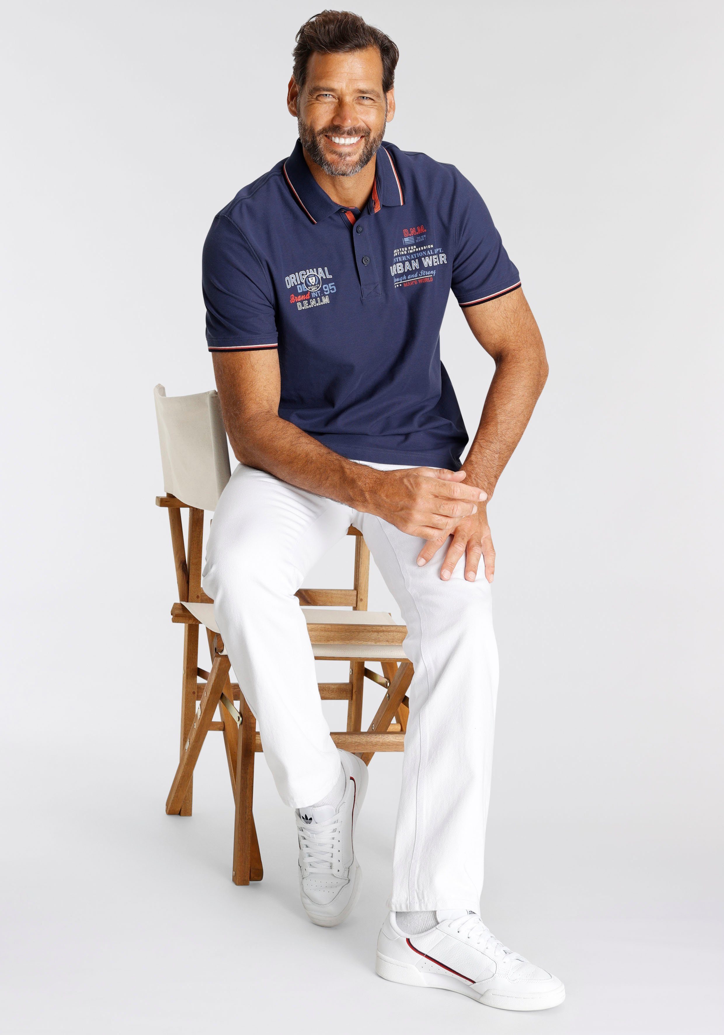 Man's World Poloshirt Korte mouwen, met coole print, polokraag, van piqué-stof