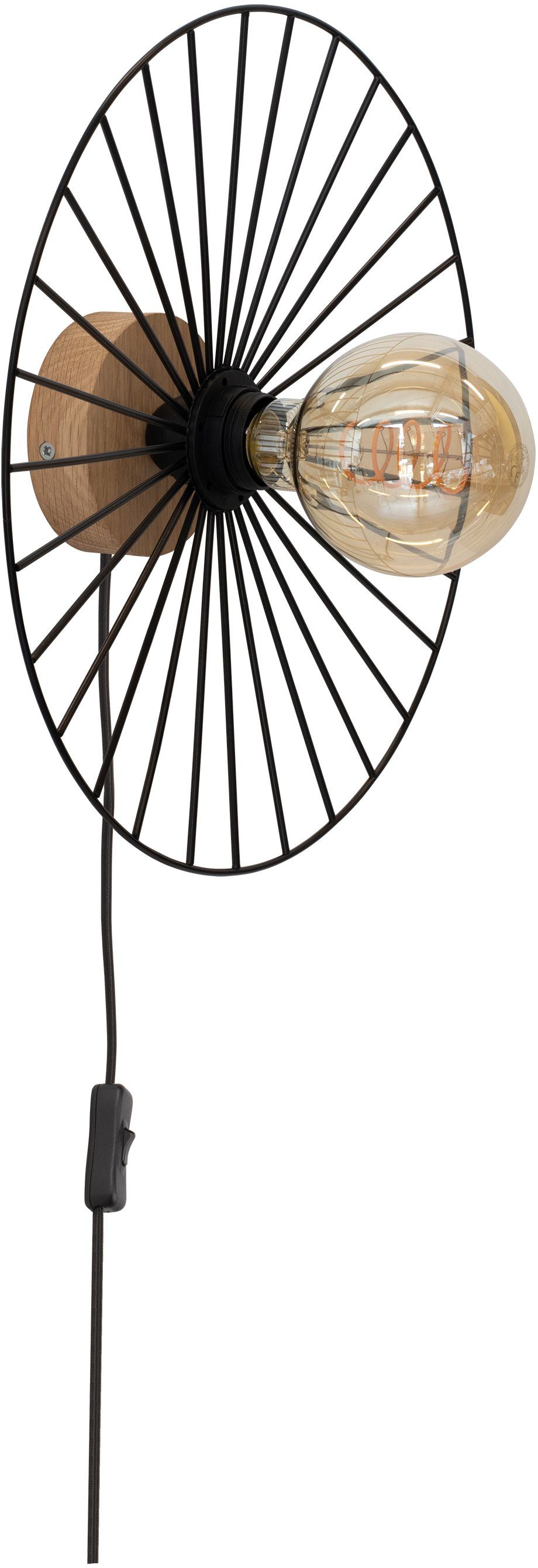 BRITOP LIGHTING Wandlamp ANTONELLA Decoratieve lamp van metaal met elementen van eikenhout (1 stuk) plafondlampen zwart
