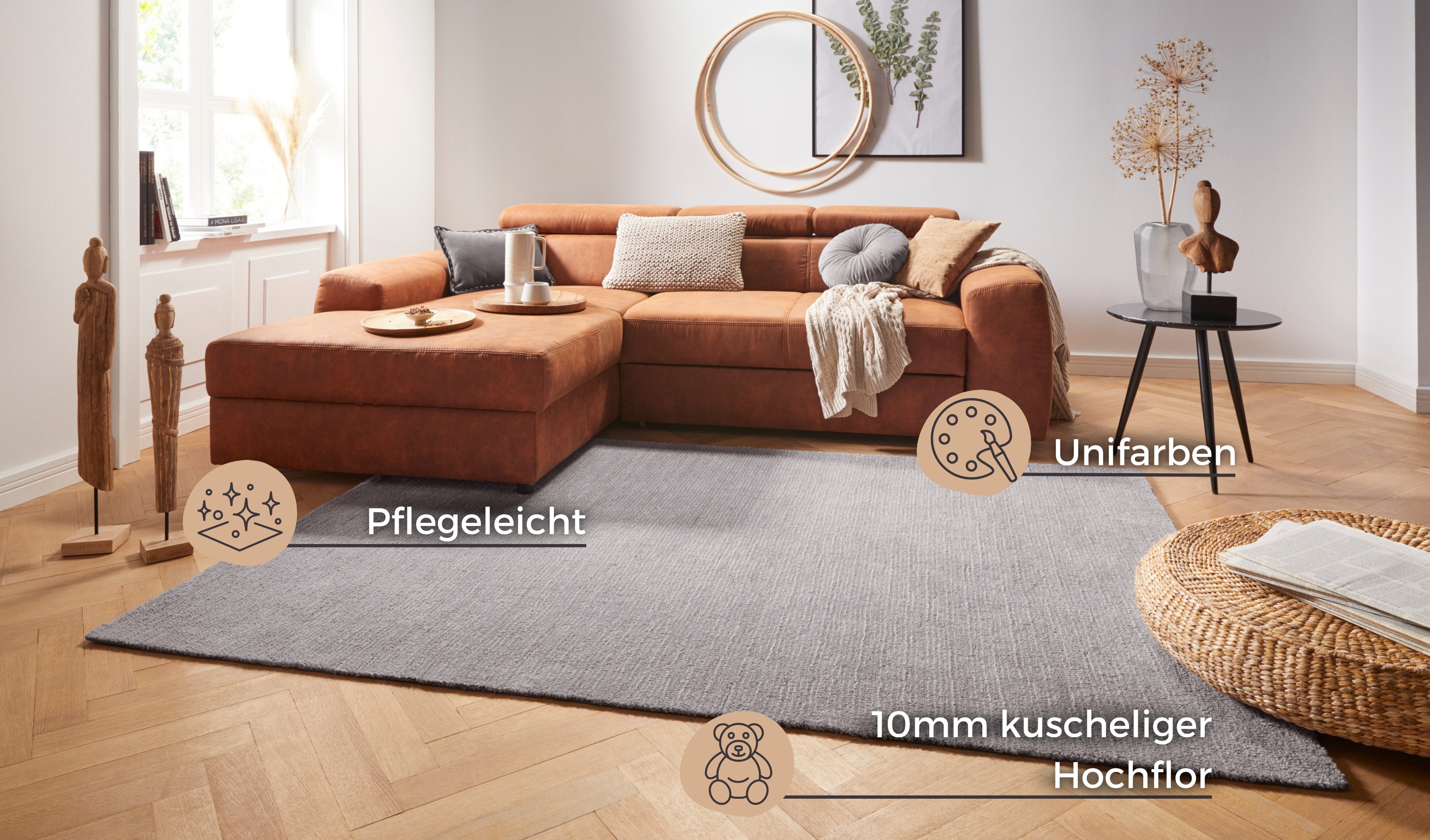 HANSE Home Vloerkleed Supersoft Kortpolig, loper modern, effen, woonkamer, slaapkamer