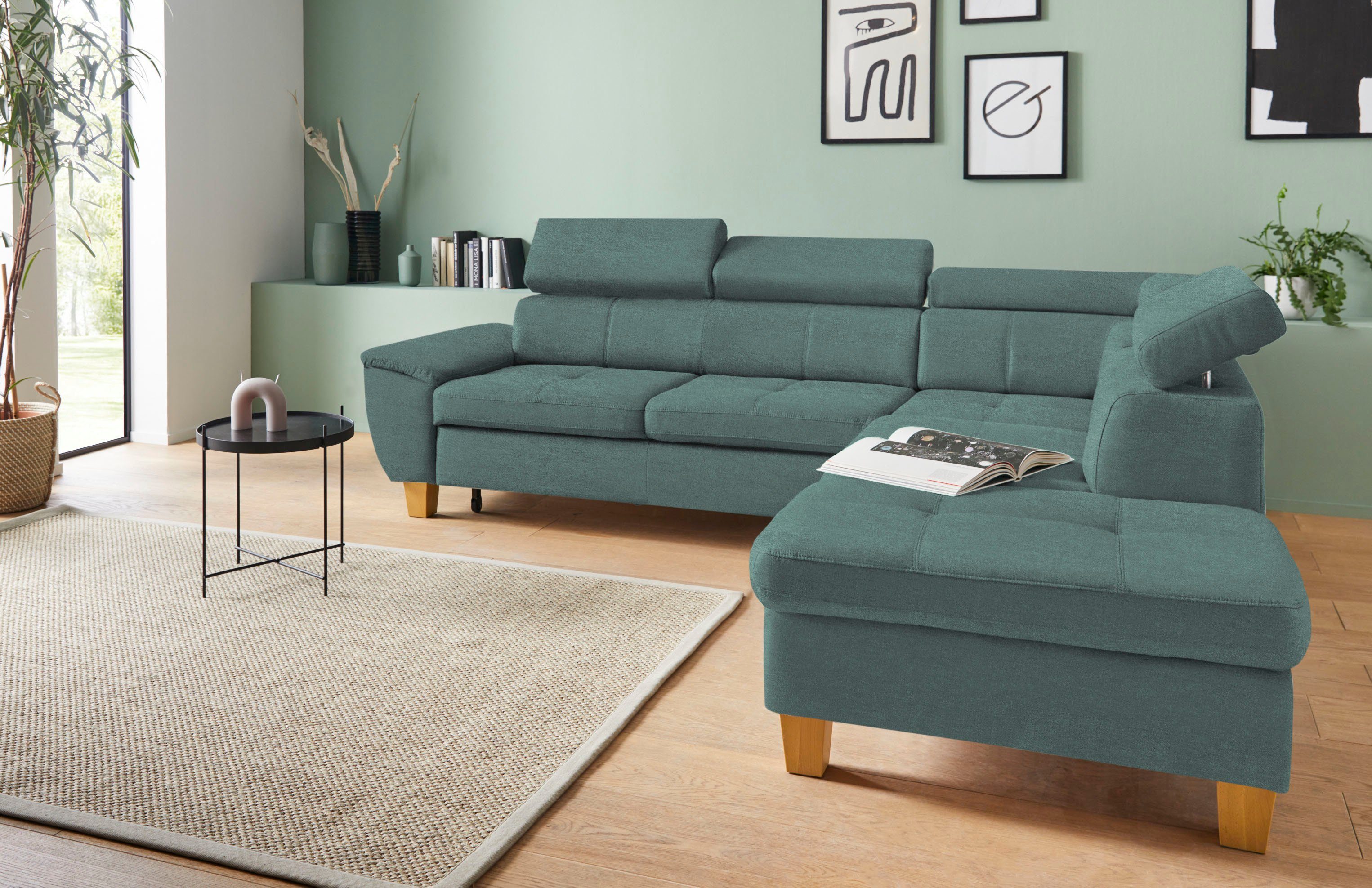 exxpo sofa fashion Hoekbank met verstelbare hoofdsteun, naar keuze met slaapfunctie en bedkist