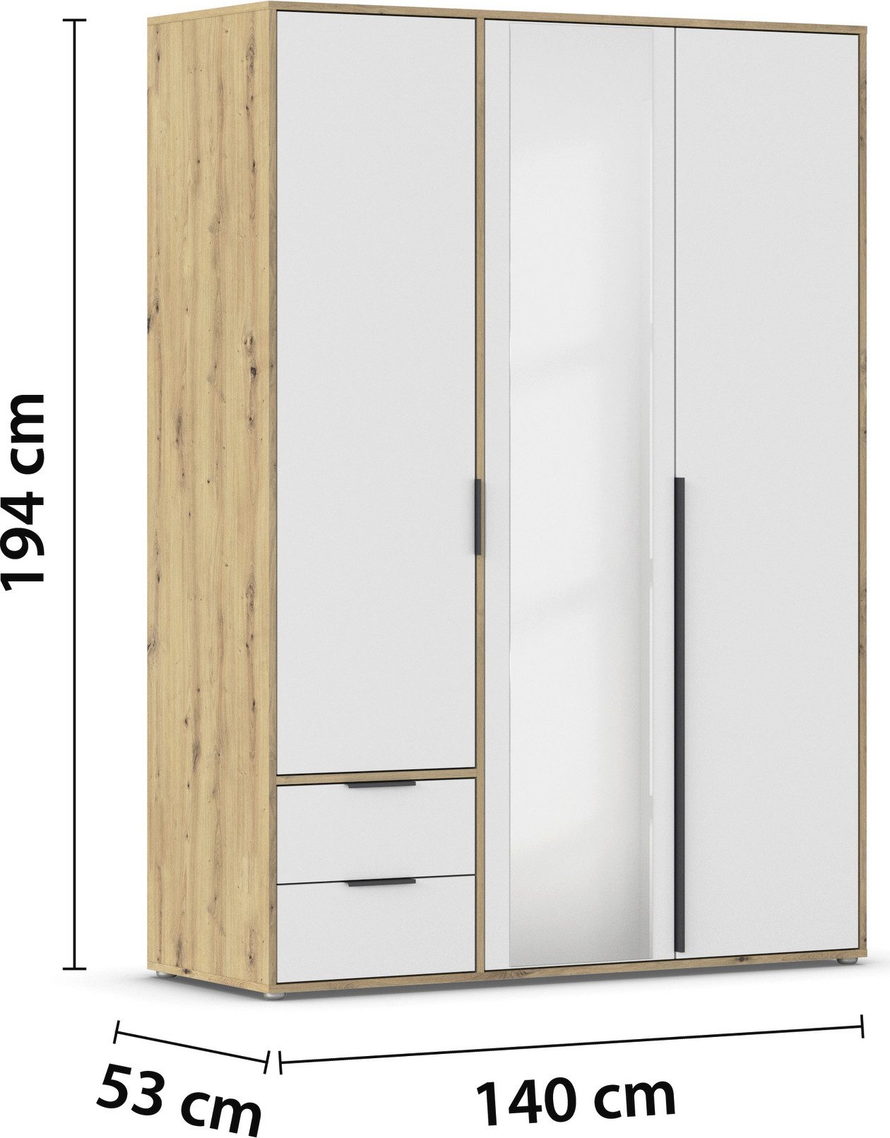 rauch Draaideurkast Kledingkast Kast Garderobe Wasmand NAGATA met Spiegel und schubladen sowie stangengriffen topseller made in germany