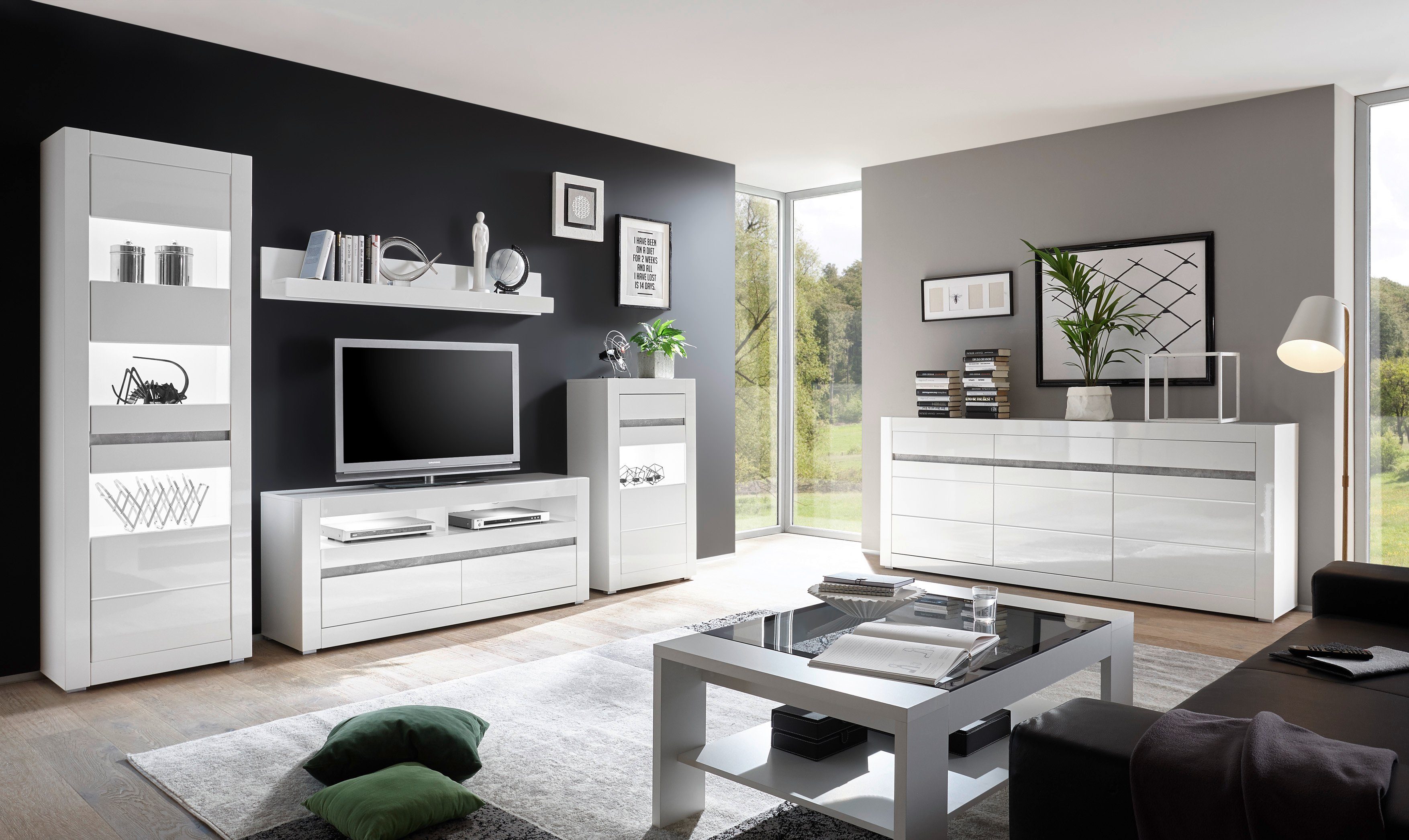 INOSIGN Wandmeubel Carat wordt geleverd met twee latten, 1 x grijs, 1 x wit (set, 4-delig)