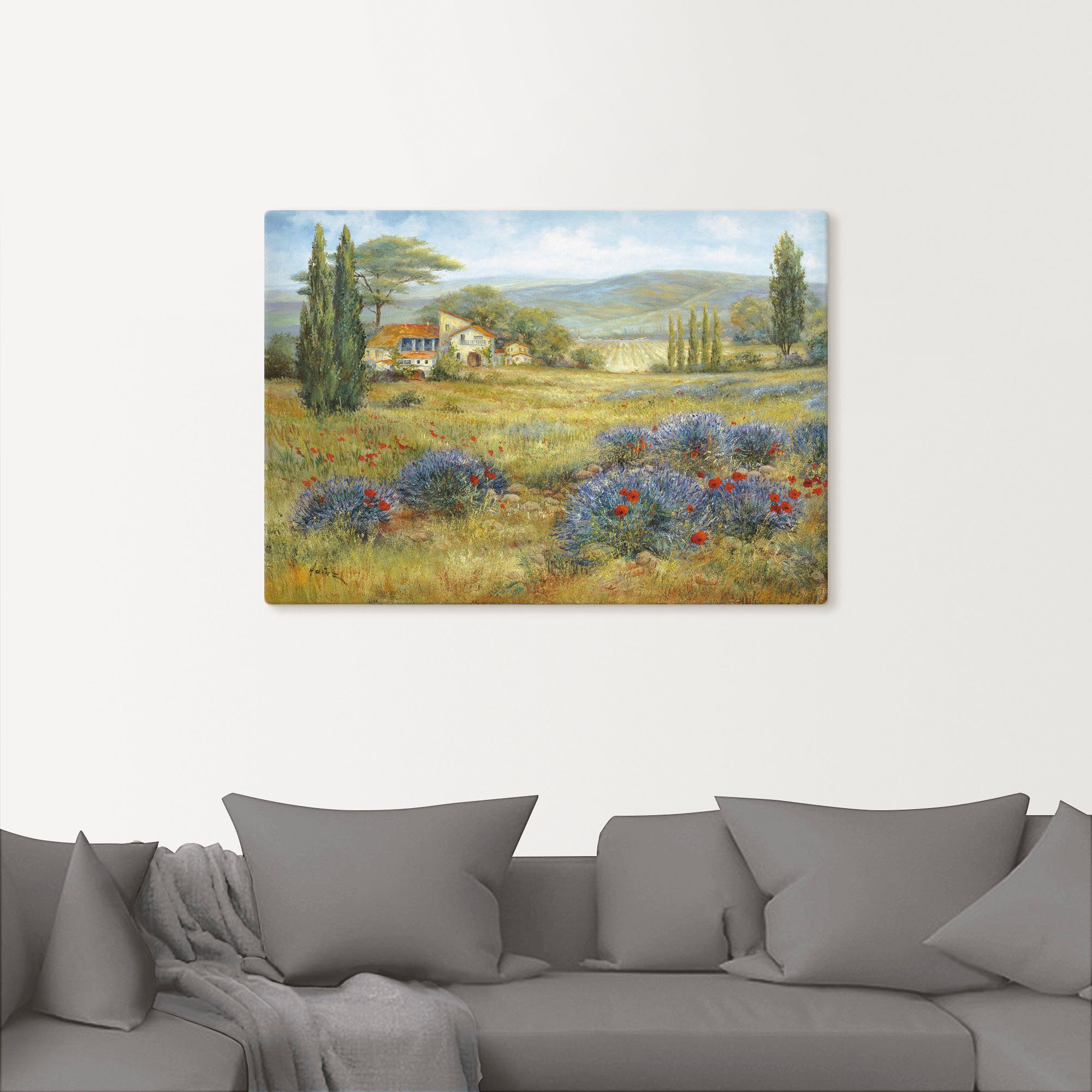 Artland Artprint op linnen Provence lavendelweide gespannen op een spieraam