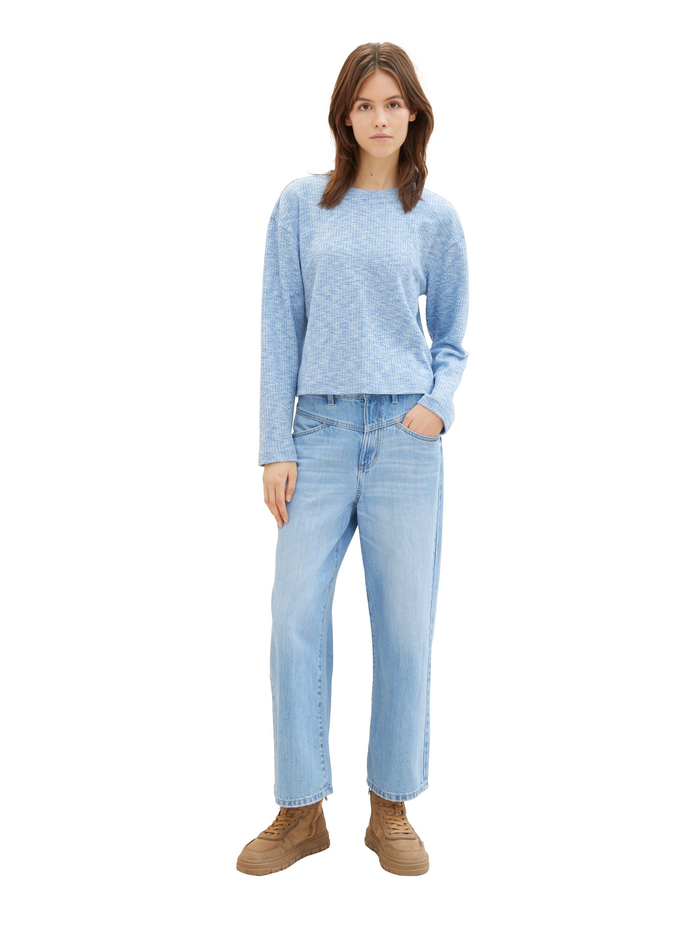 Tom Tailor Denim Shirt met ronde hals met lange mouwen en viscose