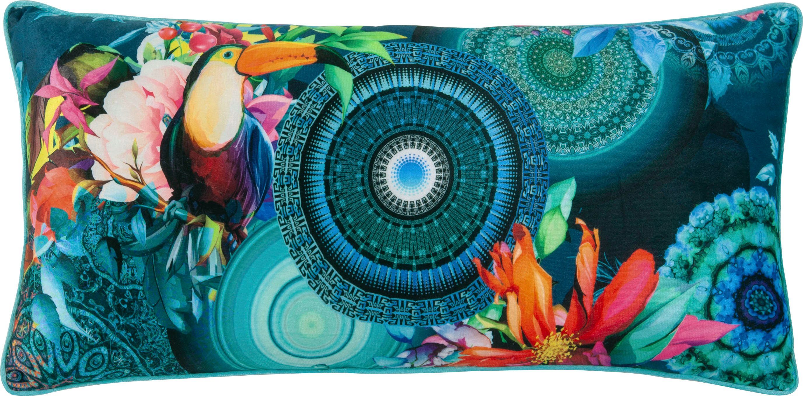 hip Sierkussen Cailani Met vulling, 1 stuk, bies, omkeeroptiek, zacht, mandala, blauw (1 stuk)