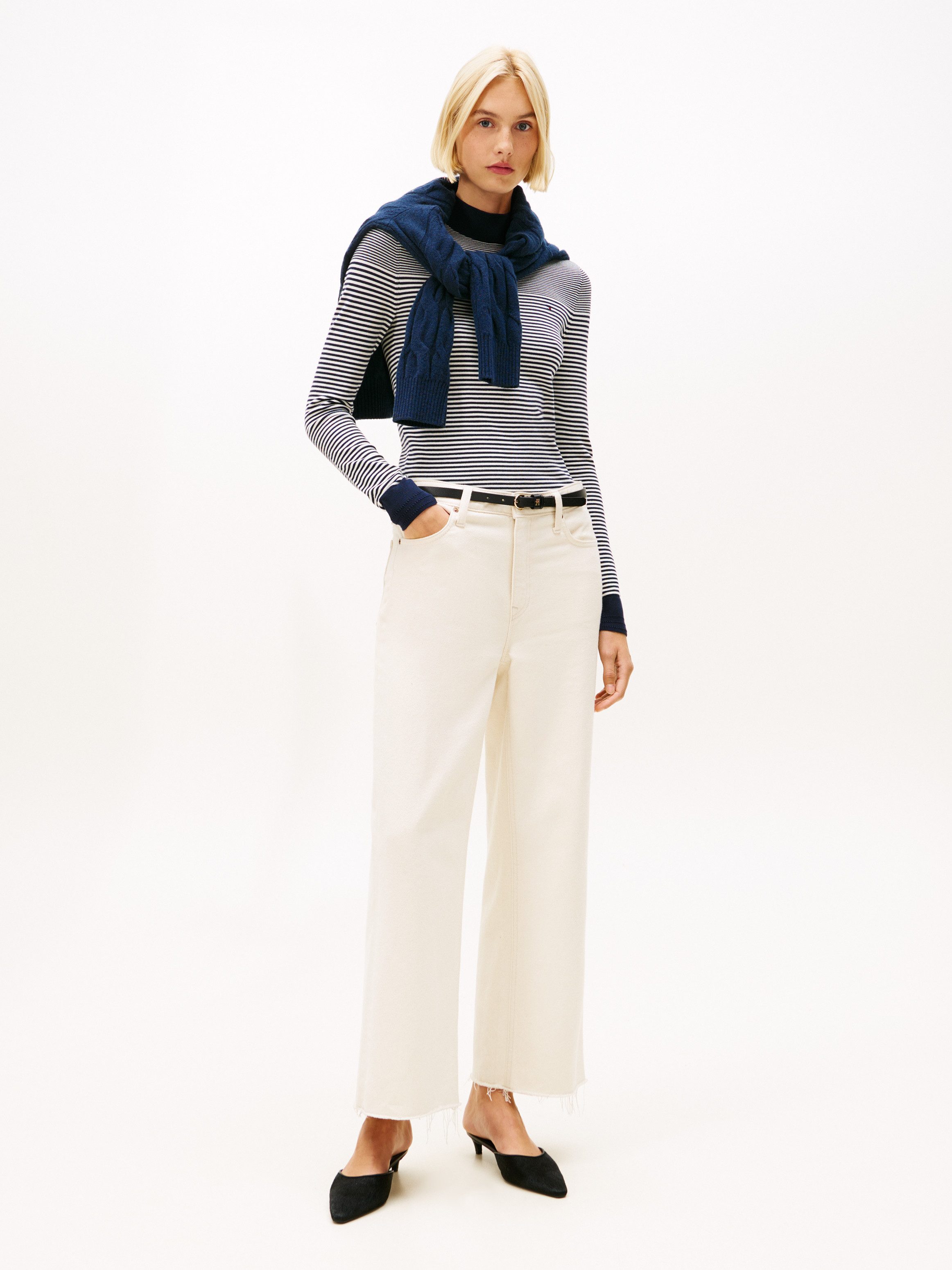 Tommy Hilfiger Gebreide trui CO JERSEY FINE GG MOCK-NK LS SWT