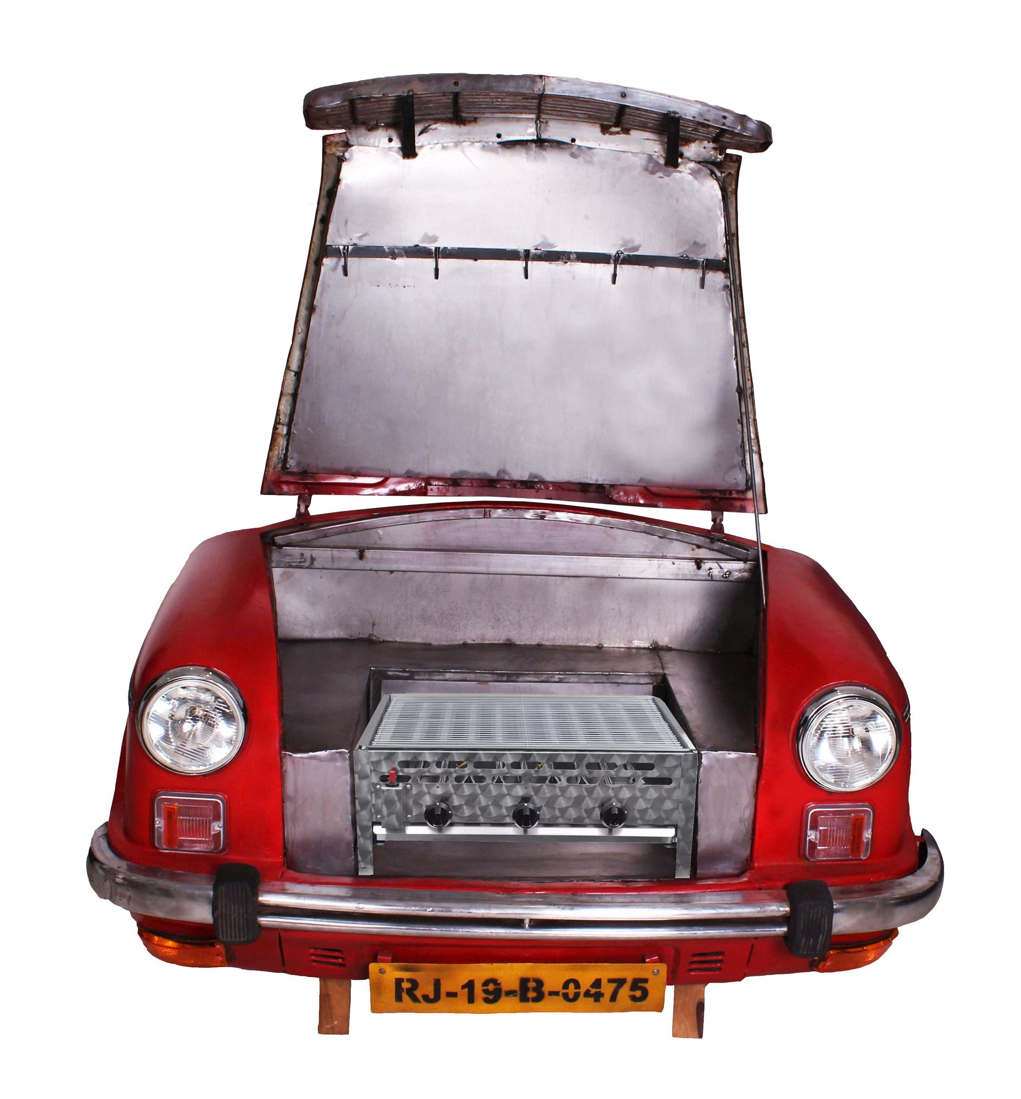 SIT Meubelpaneel Gerecycleerde auto-voorkant, binnen met een roestvrijstalen gasgrill (2 stuks)