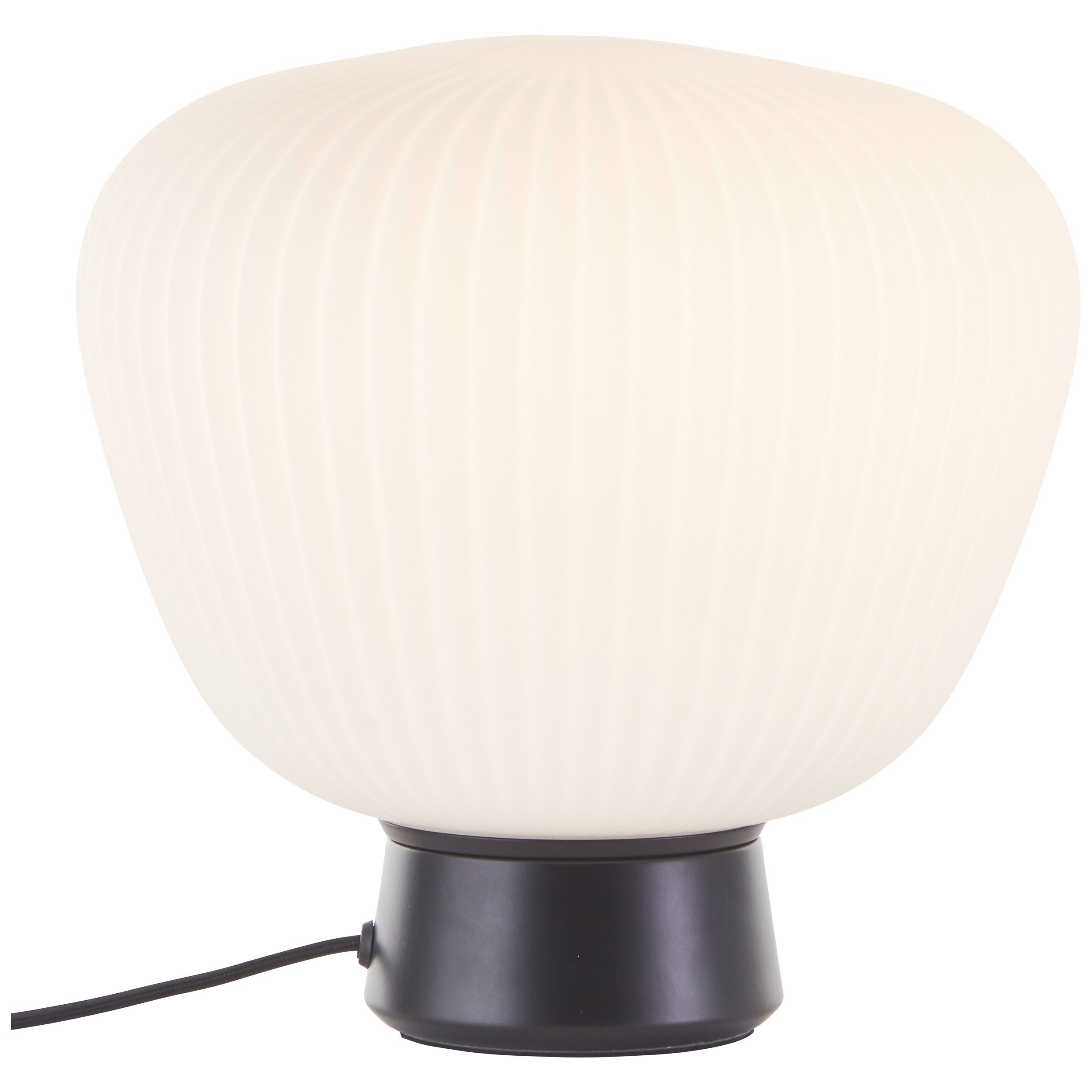 Brilliant Leuchten Tafellamp Kaizen met geribbeld opaalglas, ø 25 cm, e27, matte zwart/wit