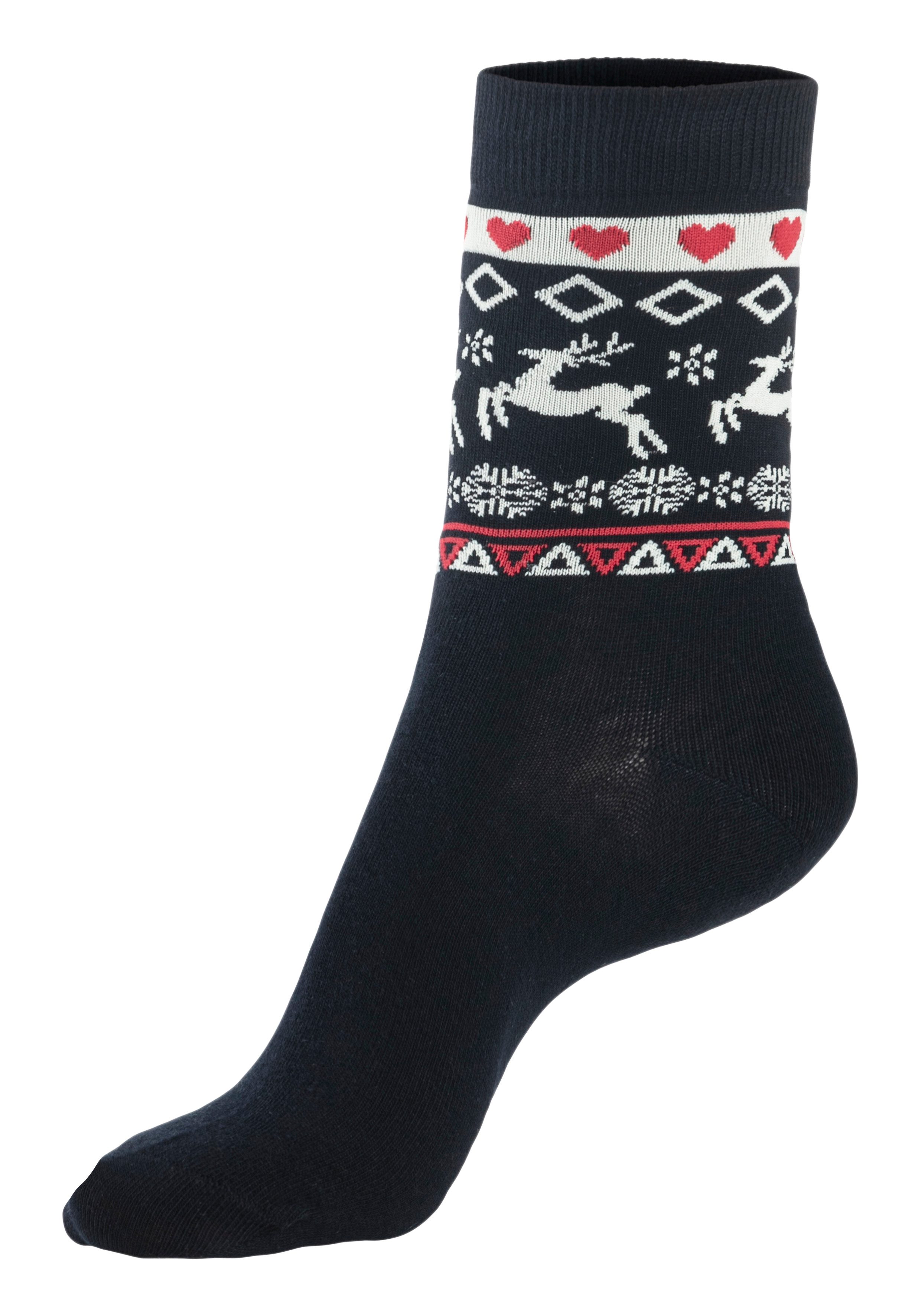 H.I.S Basic sokken met wintermotieven (set 3 paar)