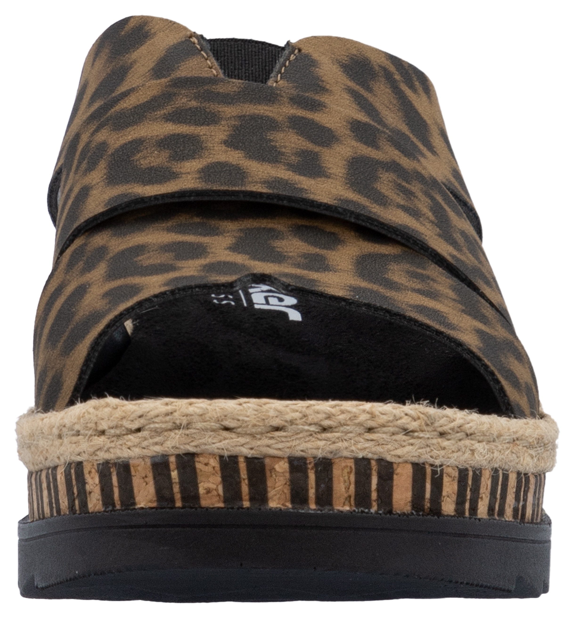 Rieker Slippers , sleehak, zomerschoen, slippers met jute omlijsting