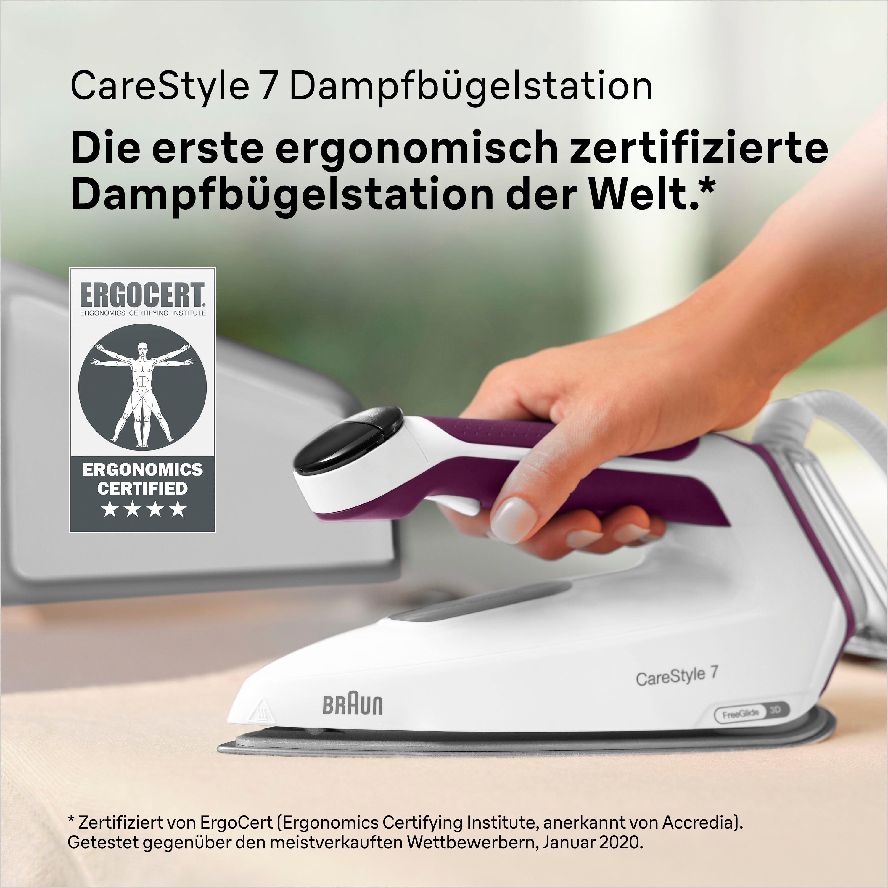 Braun Stoomstrijkstation Braun CareStyle 7 IS 7266 VI Dampfbügelstation Weiß/Violett