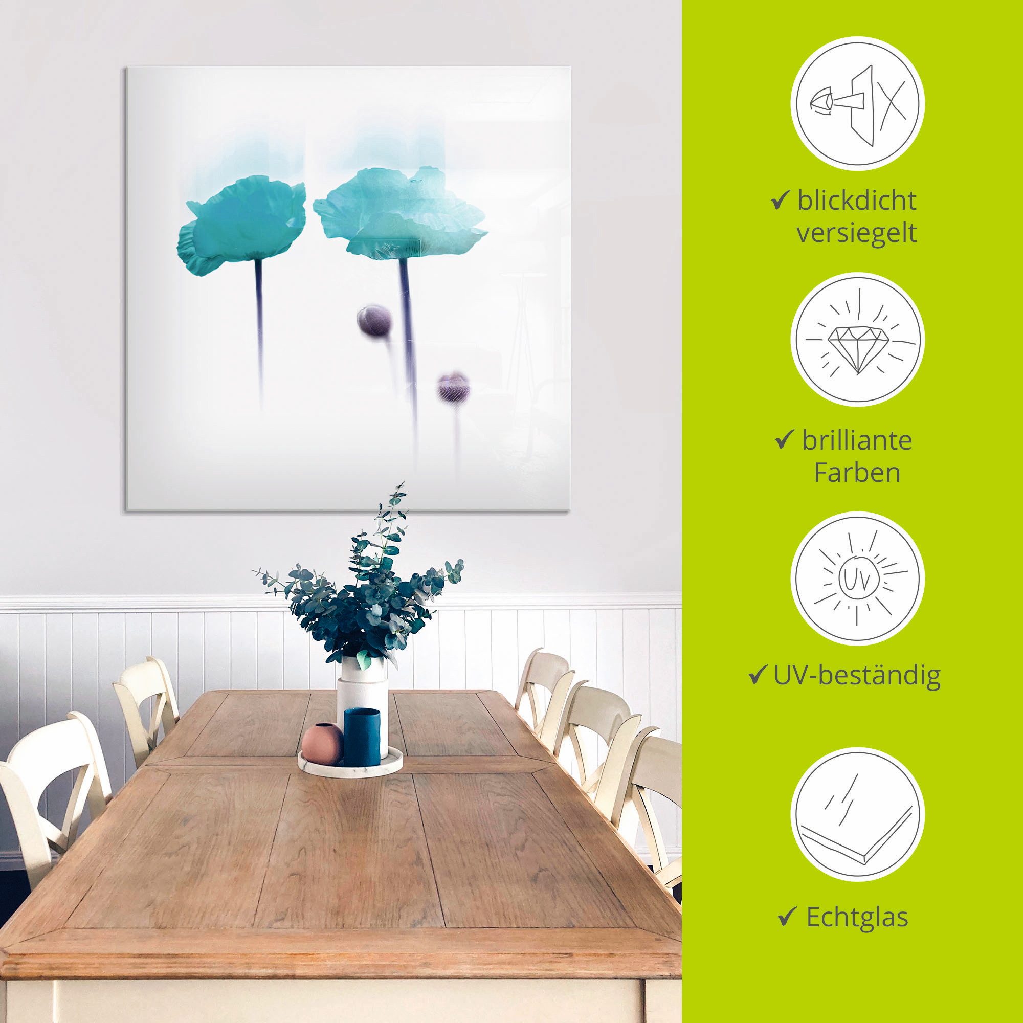 Artland Print op glas Bloem abstract II in verschillende maten