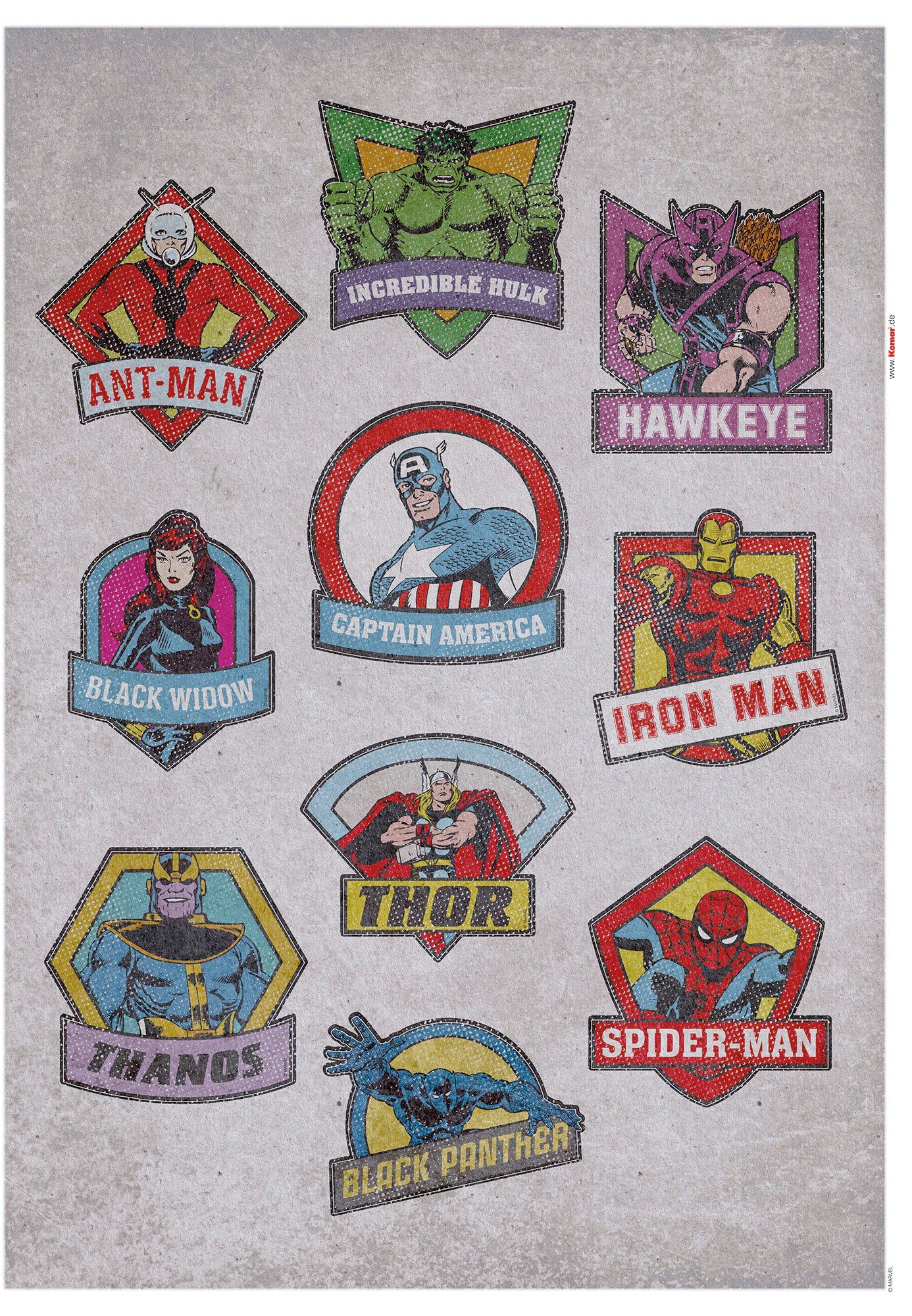 Komar Wandfolie Avengers Badges (10 stuks)