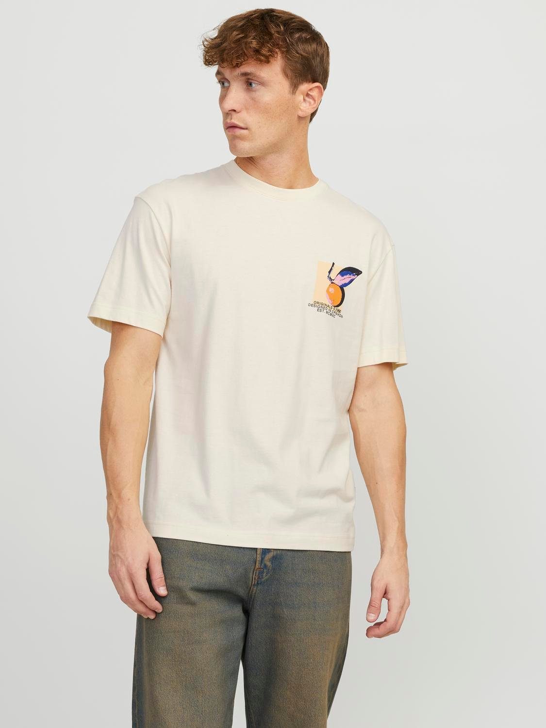 JACK & JONES ORIGINALS T-shirt JORTAMPA met backprint ecru