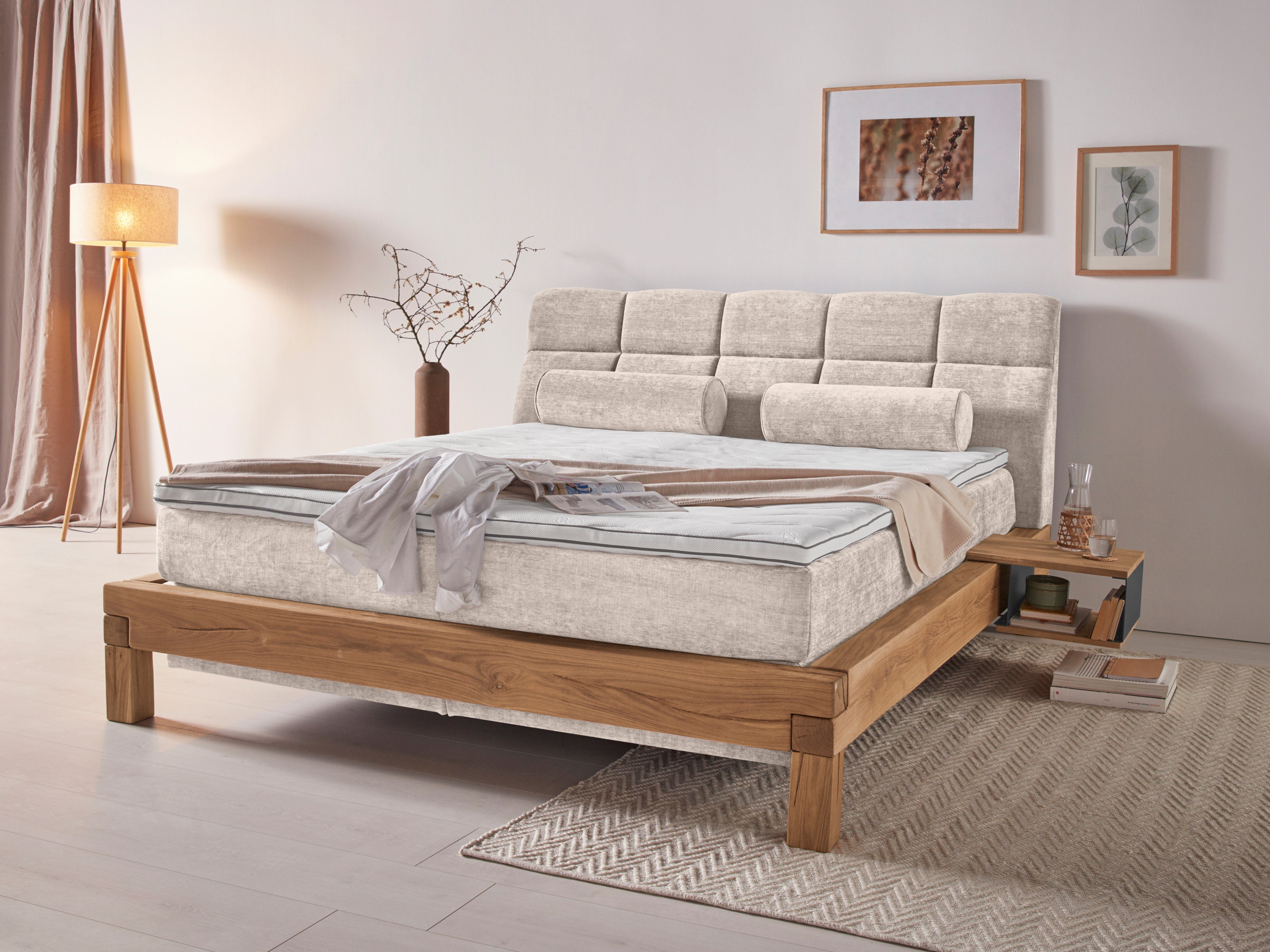 Home affaire Boxspring Villads Ligoppervlak: 180x200 cm, inside-boxspringonderbouw, gerecyclede stoffen boxsprings beige