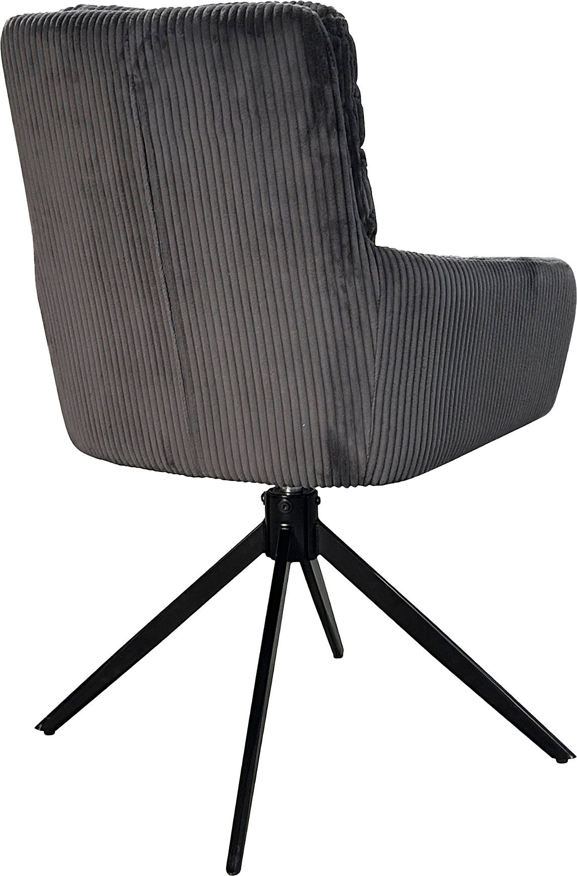 byLIVING Eetkamerstoel Pura (2-stuks set) Zitkuip 360° draaibaar, zwart metaal, armleuningstoel, diverse kleuren (set)