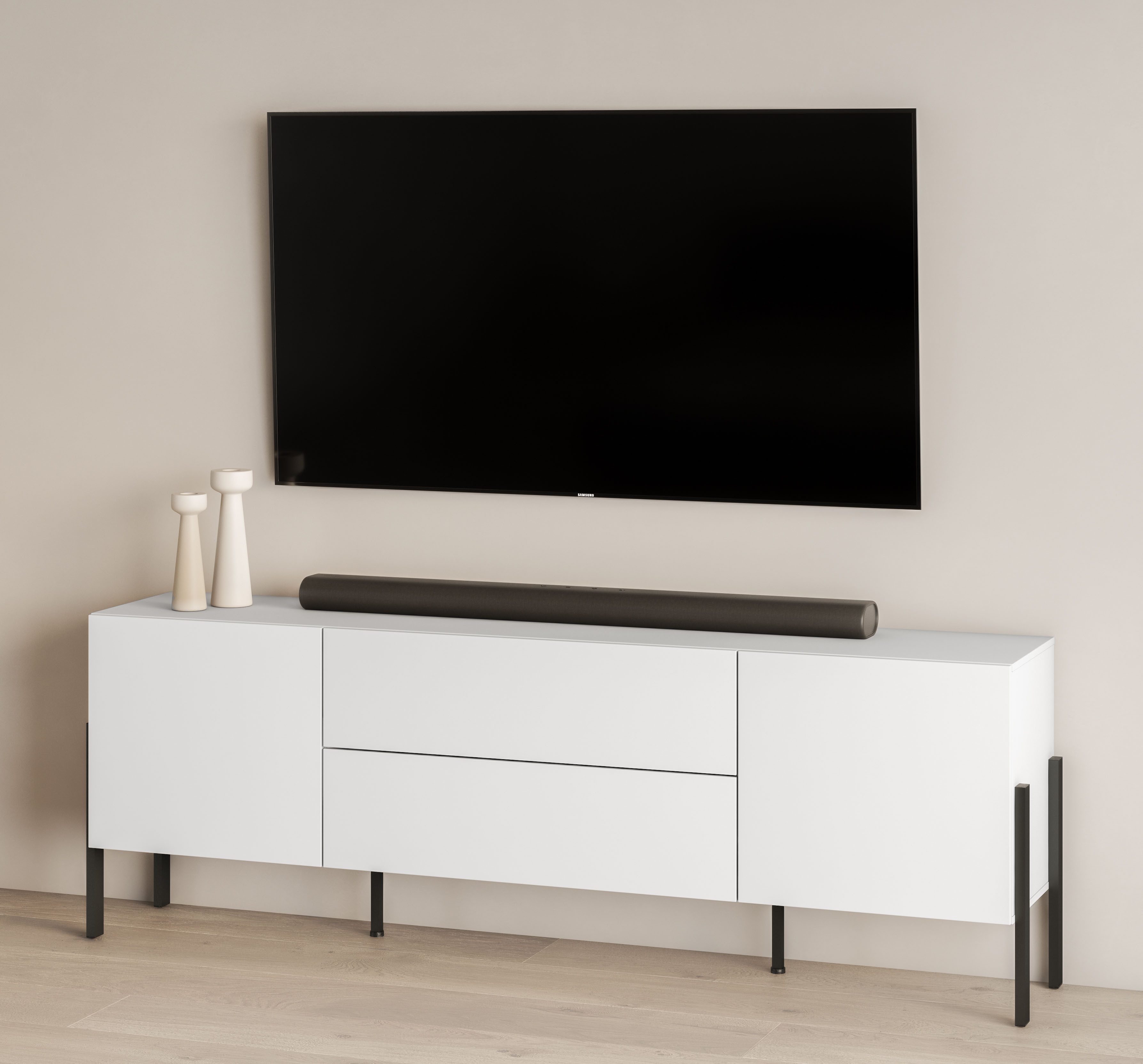 INOSIGN Tv-meubel Jukon, breedte 200 cm, moderne grepless TV-commode, 2 deuren/2 lades