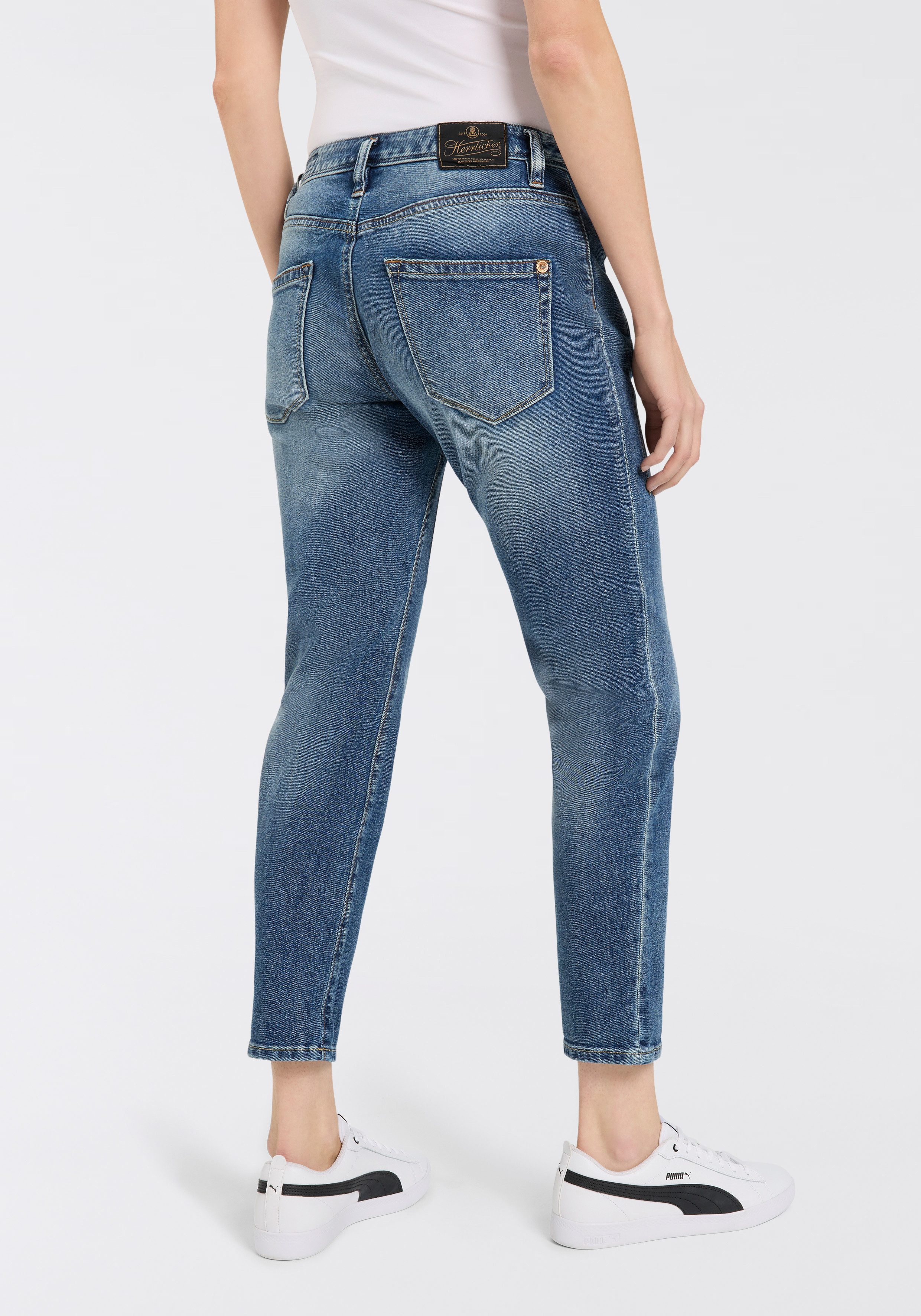 Herrlicher 7/8 jeans Shyra Cropped Denim Comfort met half blinde knoopsluiting