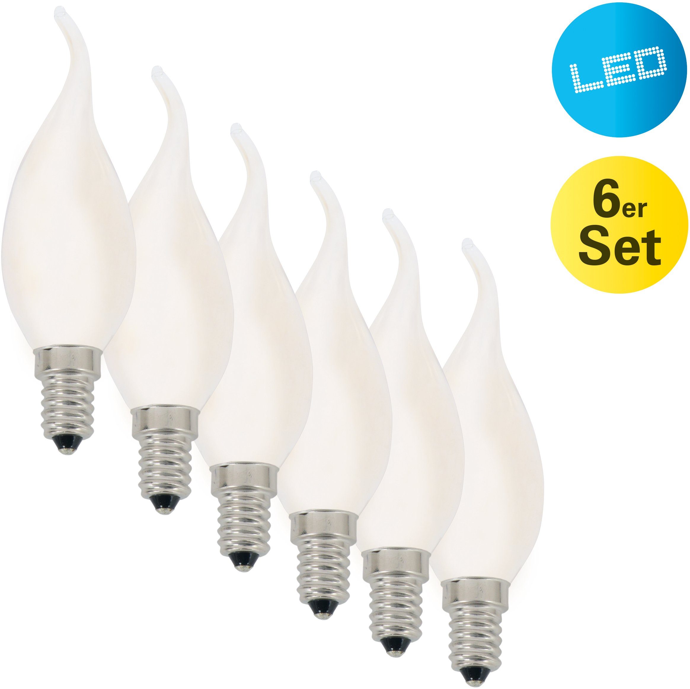 näve Led-verlichting Windstoot Ledverlichting >>windstoot<< set van 6 E14, warmwit, niet dimbaar (6 stuks)