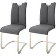 mca furniture vrijdragende stoel artos stoel overtrokken met echt leer, tot 140 kg belastbaar (set, 2 stuks) grijs