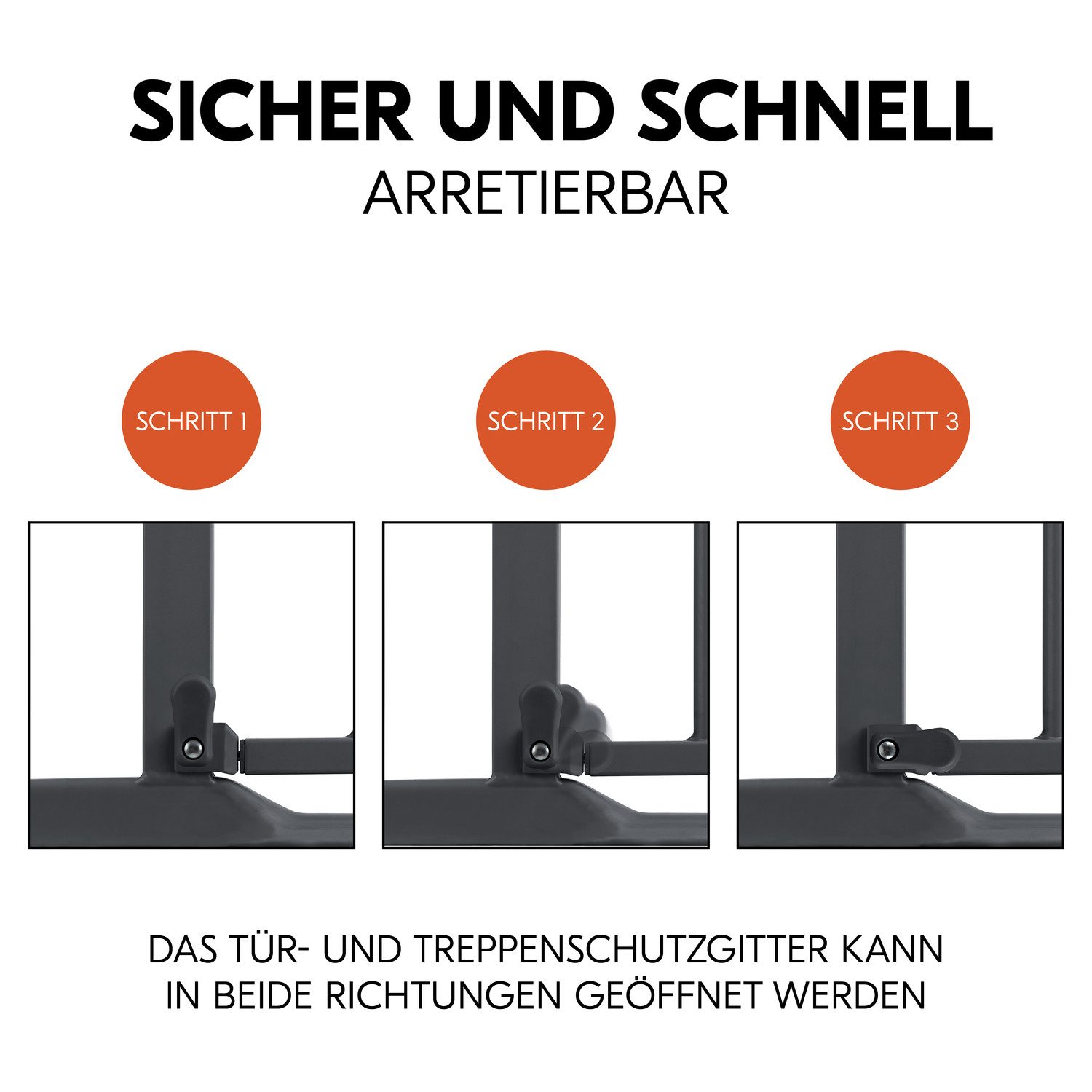 Hauck Traphek Clear Step 2, Dark Grey ook als traphekje te gebruiken, 75-80 cm, vlakke doorgang