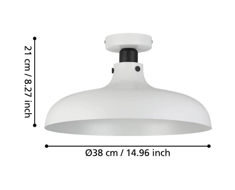 EGLO Plafondlamp MATLOCK Plafondlamp, metaal in grijs en zwart, ganglamp, E27, Ø 38 cm (1 stuk)