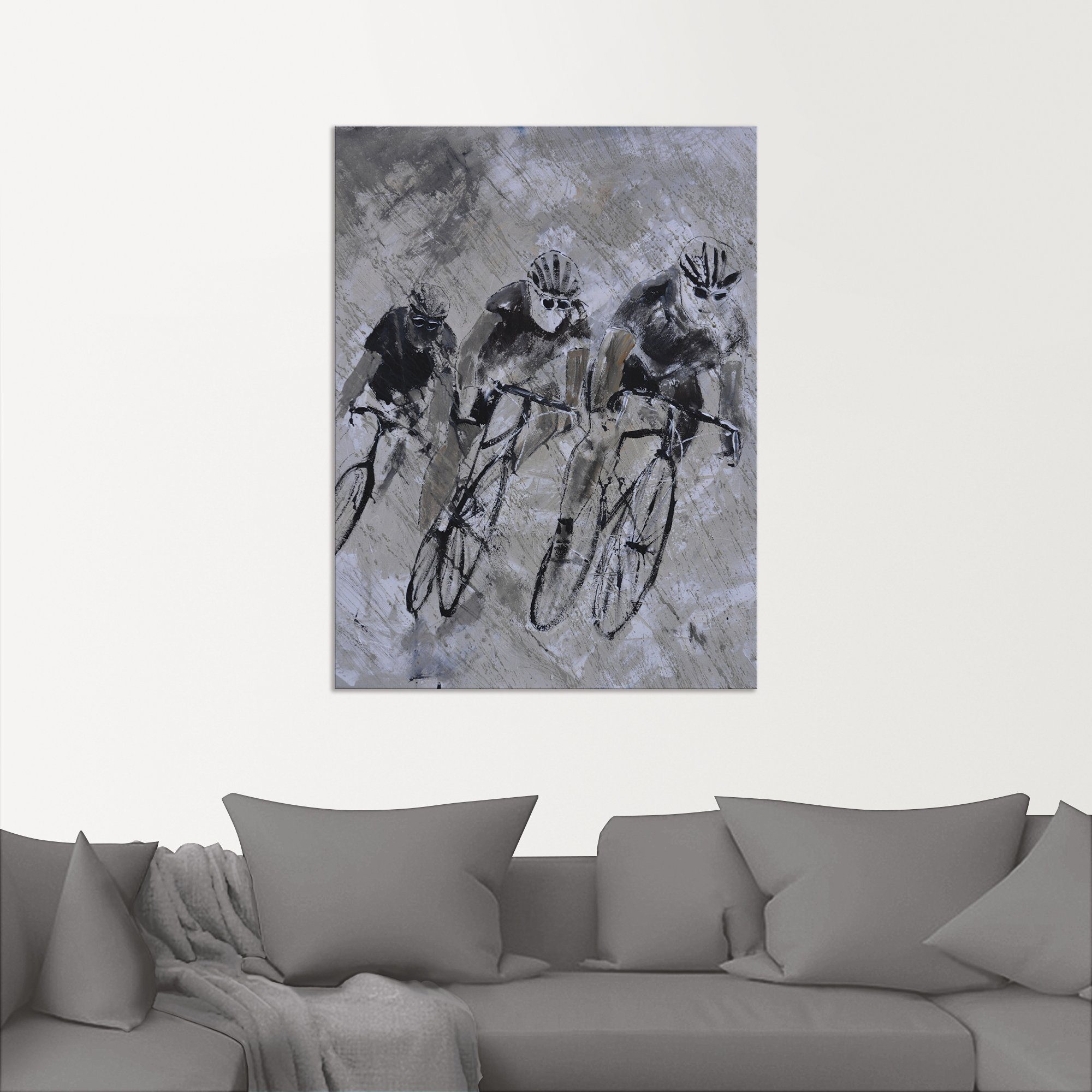 Artland Artprint Fietsen in de regen als artprint van aluminium, artprint voor buiten, artprint op linnen, poster in verschillende maten. maten