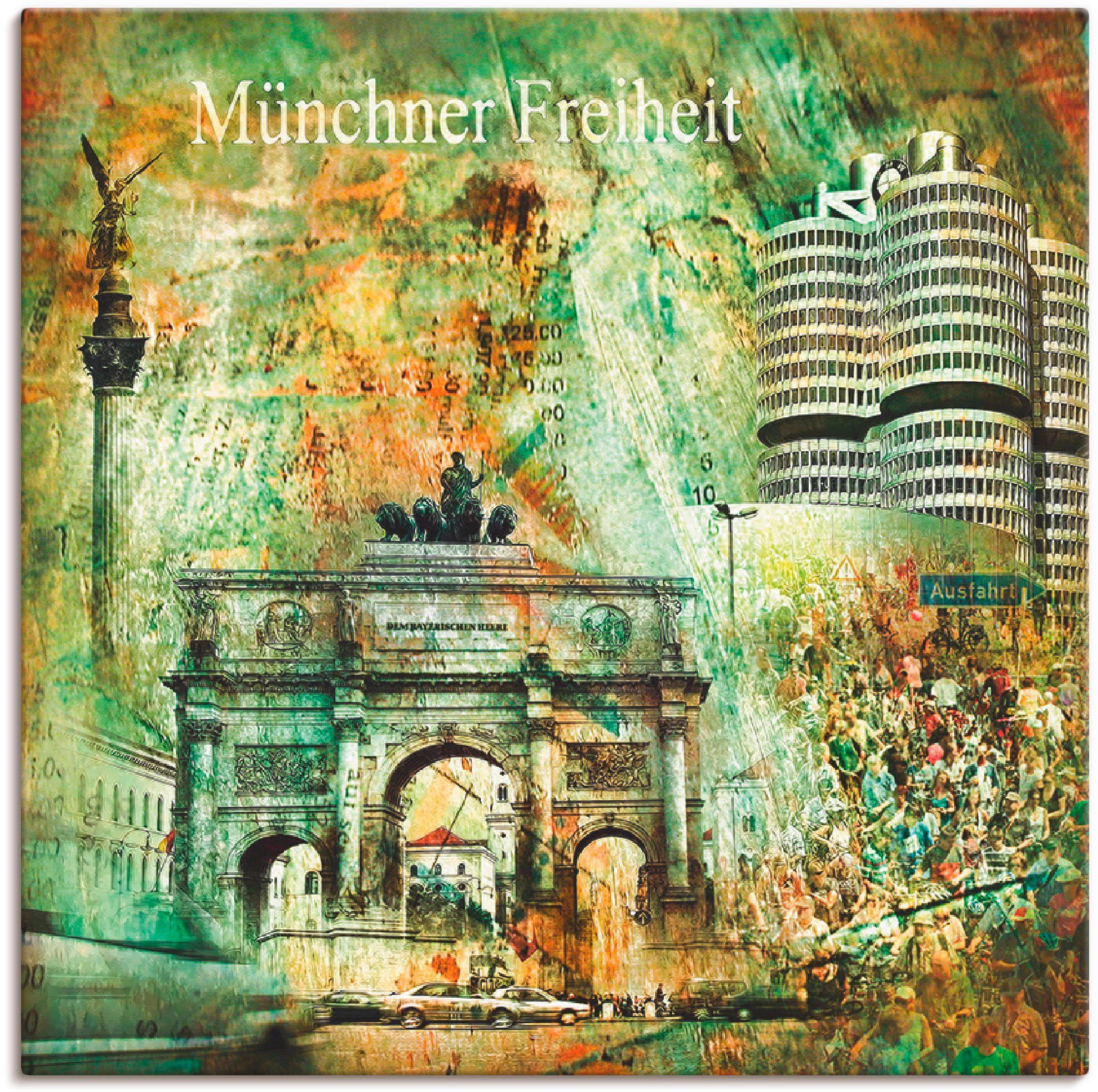 Artland Artprint München Skyline abstracte collage 03 als artprint op linnen, poster in verschillende formaten maten foto schilderijen maat 70 cm x