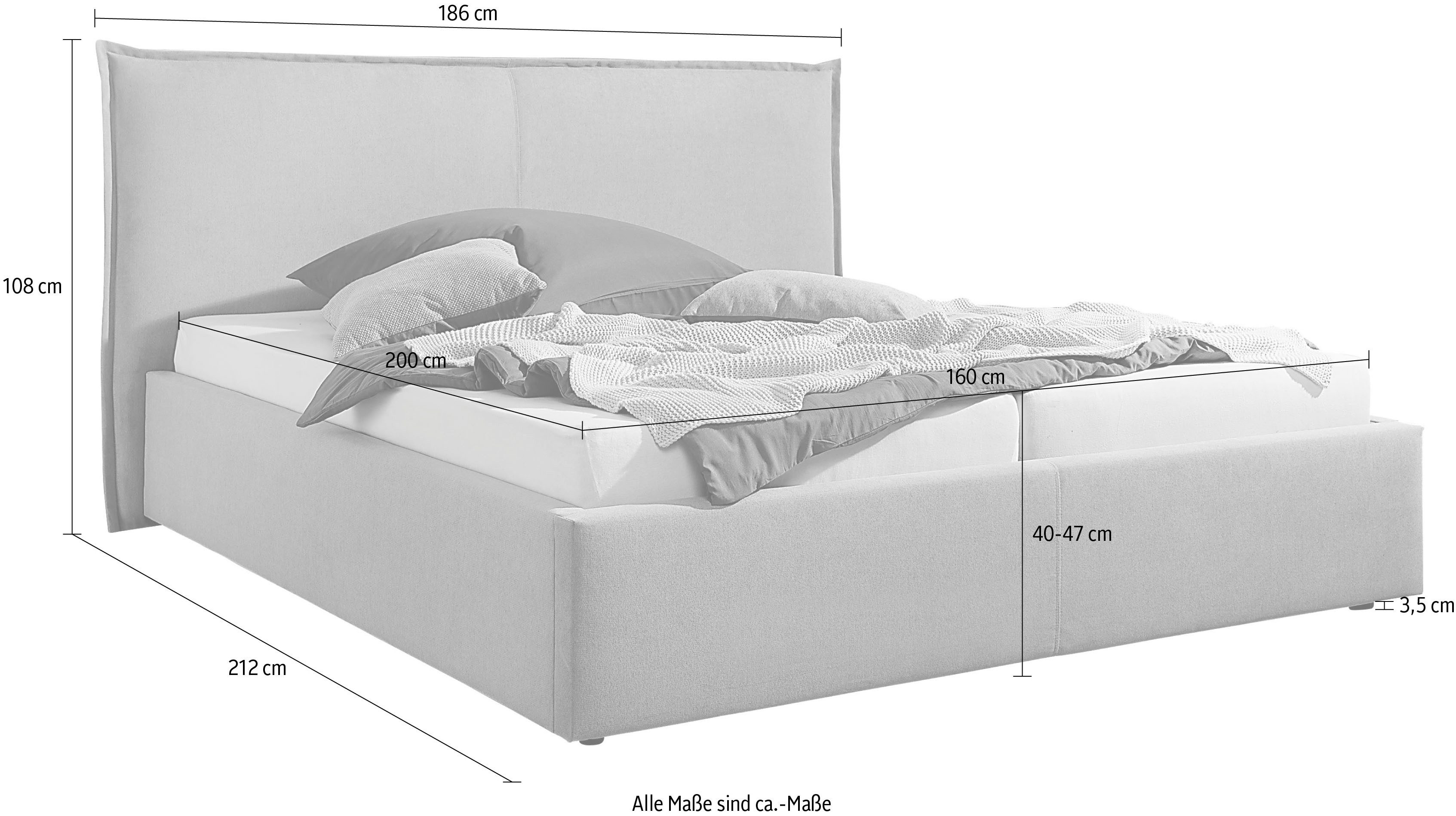 Maintal Gestoffeerd bed Zijkanten van het bed zelf te monteren, zonder bedkist
