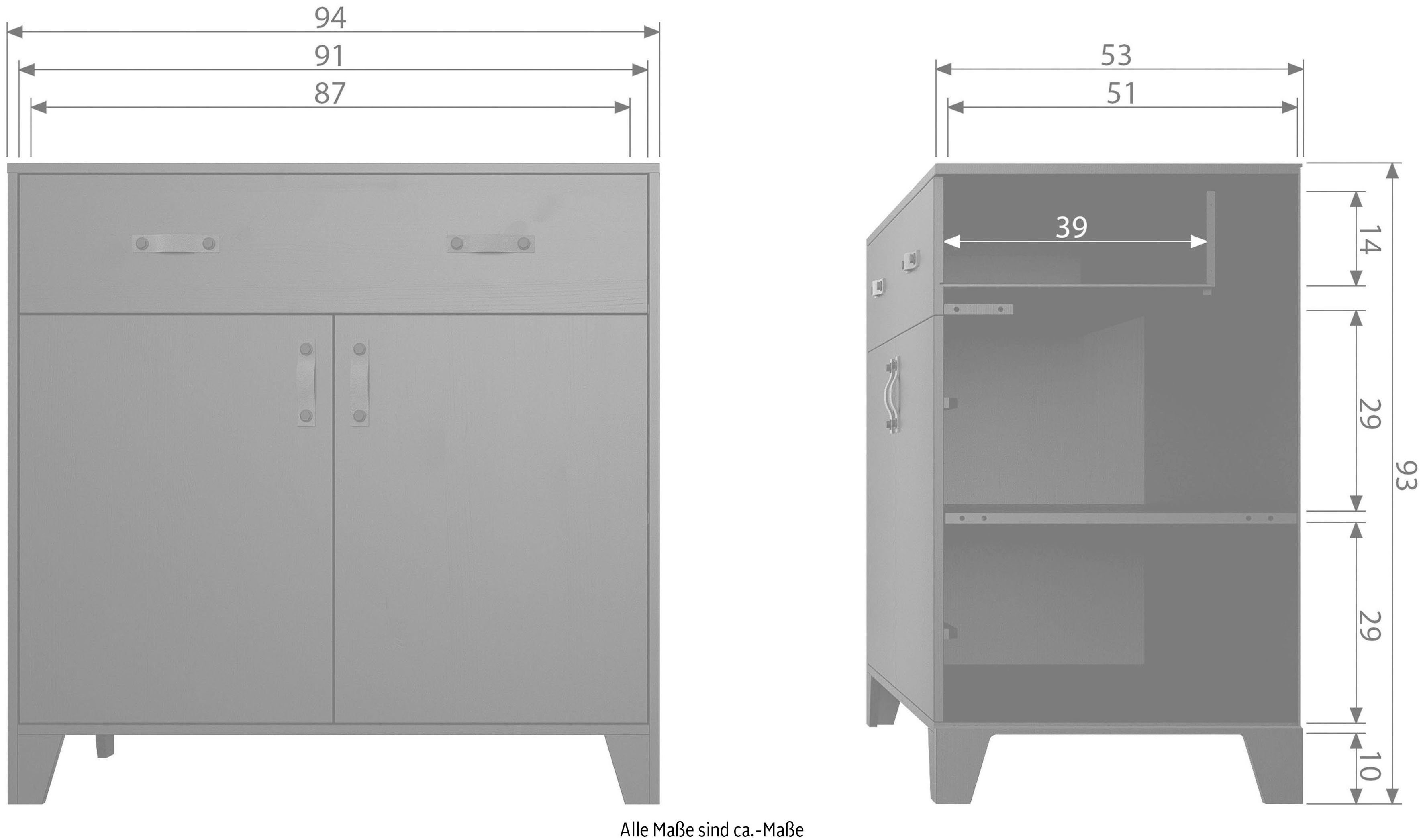 WOOOD Kast Dian van zwarte dennen, breedte 94 cm x hoogte 93 cm