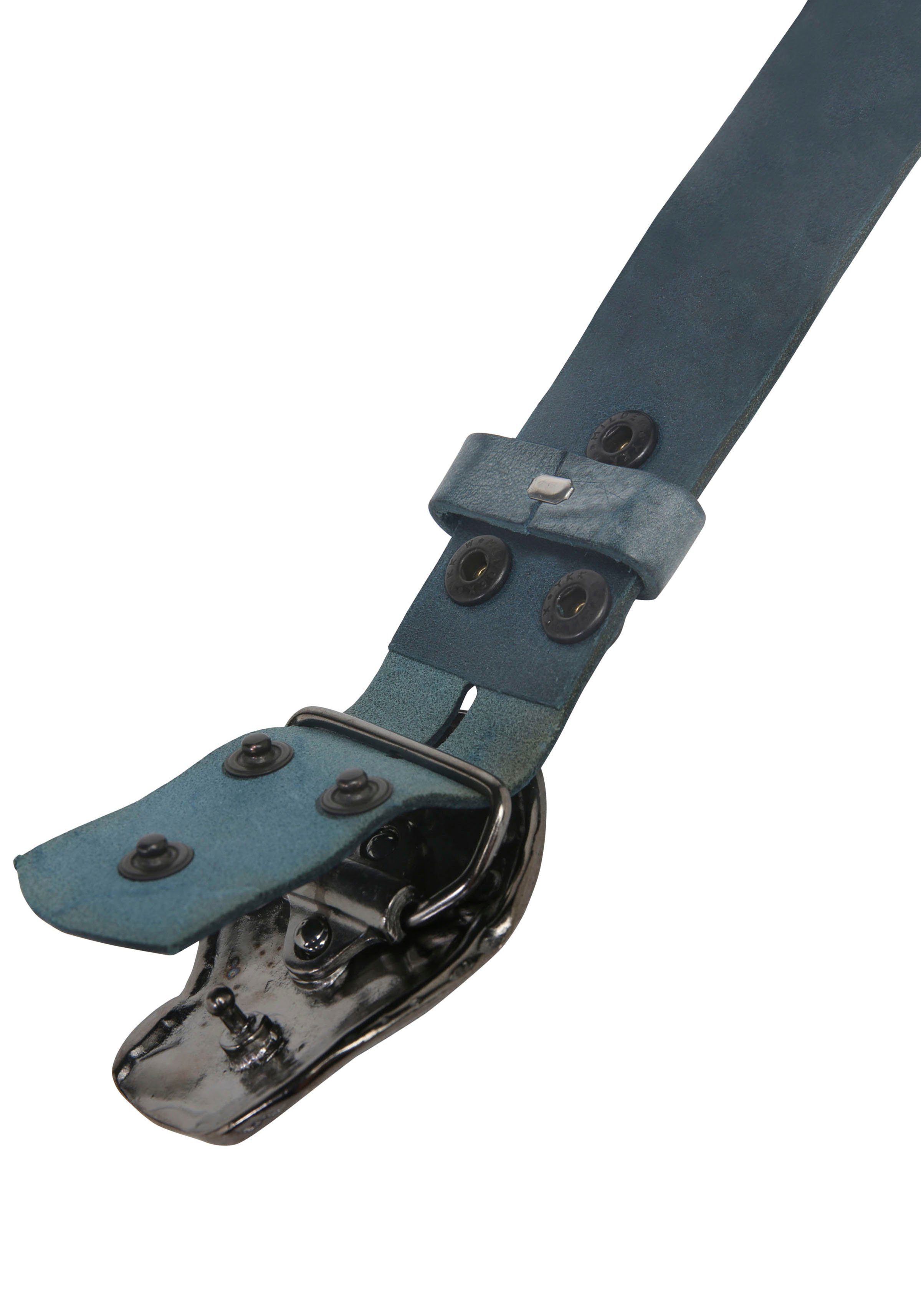 RETTUNGSRING by showroom 019° Leren riem met verwisselbare sluiting "oester schelp zwart"