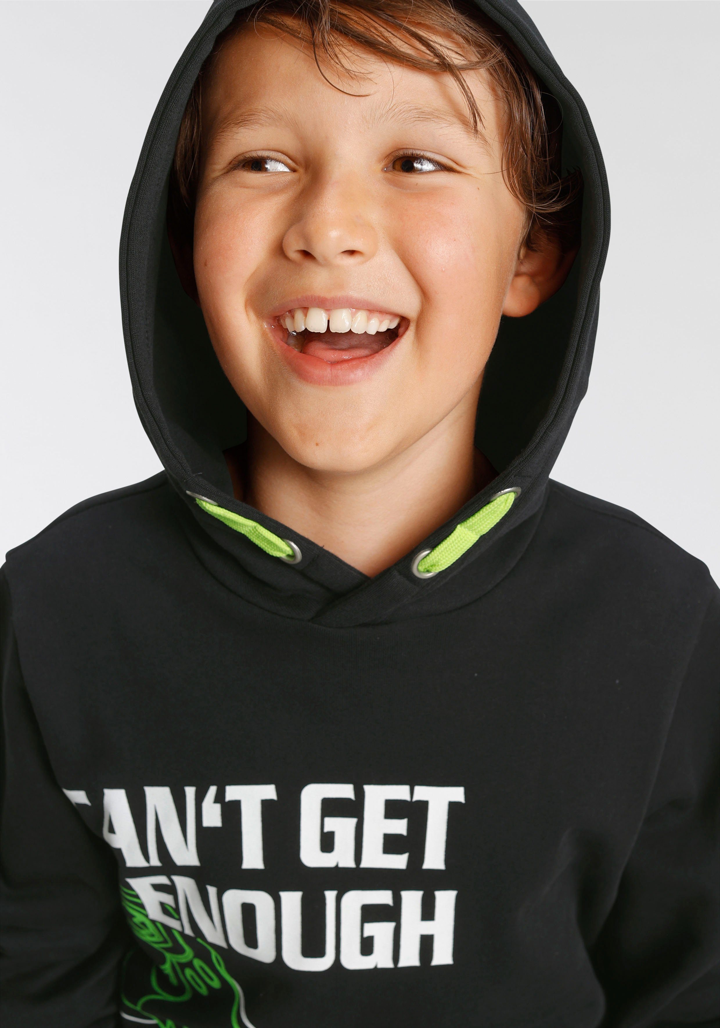KIDSWORLD Hoodie CAN´T GET ENOUGH - quote bedrukt ontwerp, van katoen