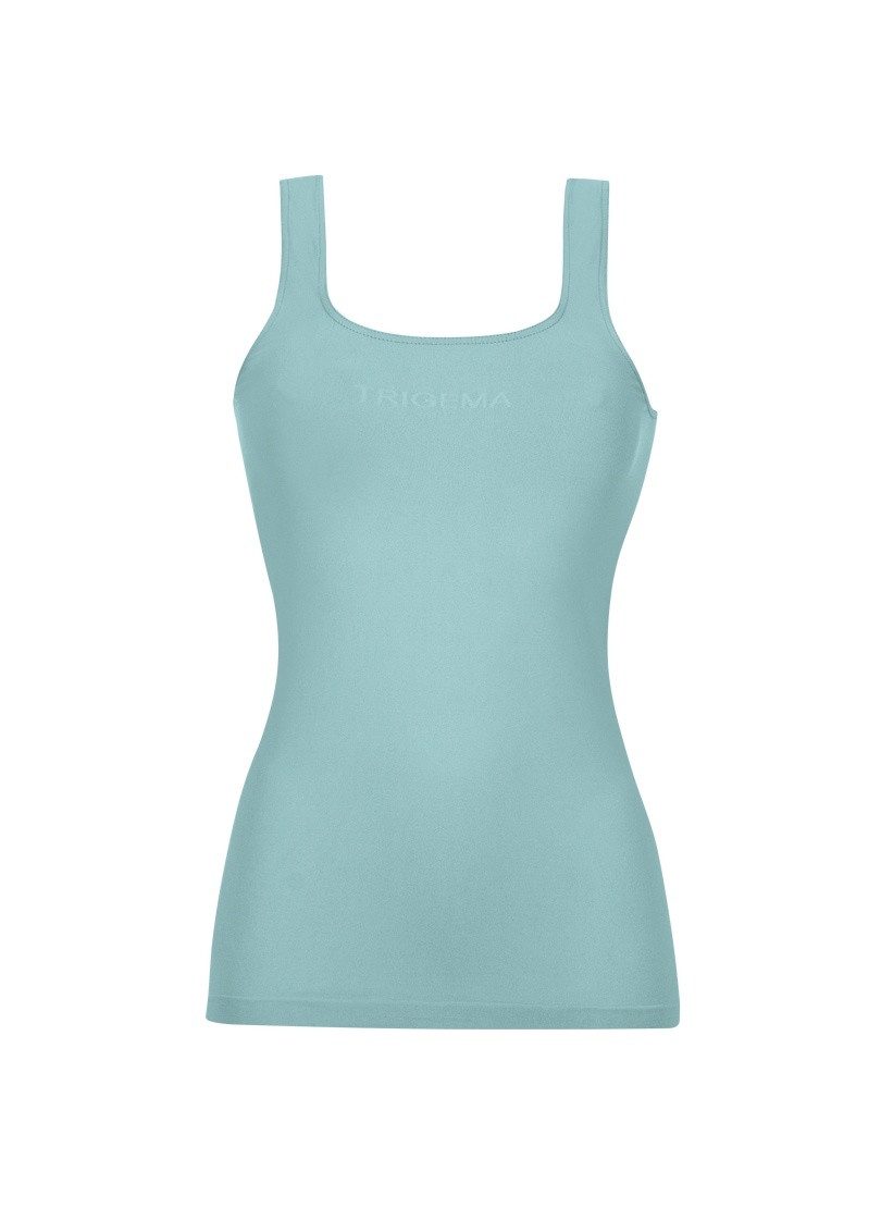 Trigema Hemd TRIGEMA Shirt met bandjes (1 stuk) dames tops met korte mouw maat XXL blauw