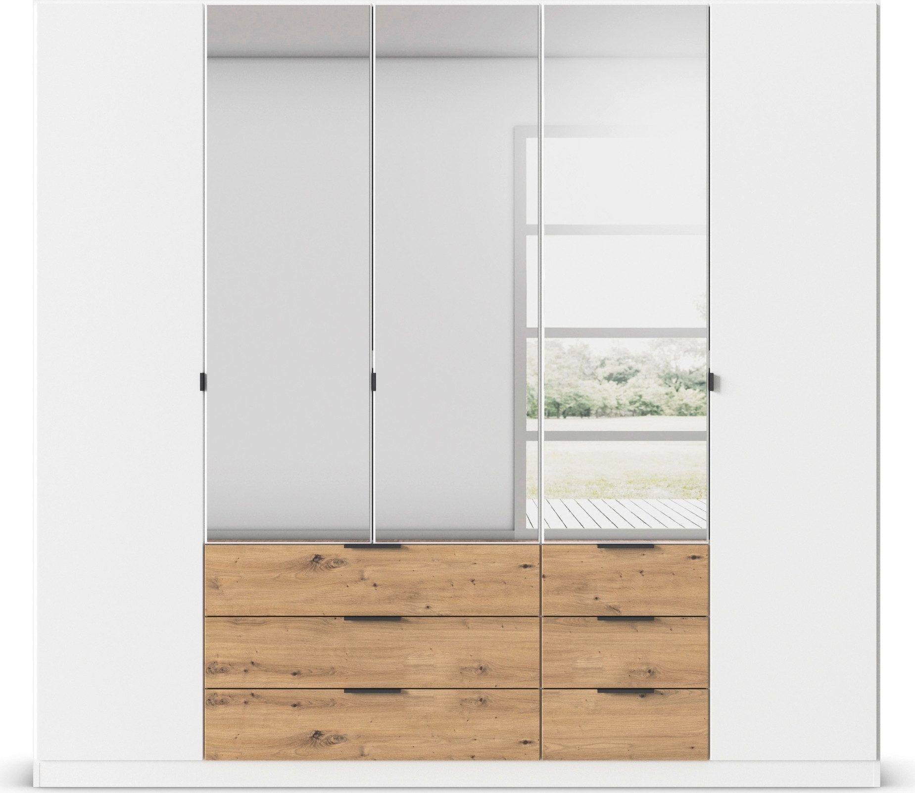 rauch Draaideurkast Kledingkast Kast Garderobe Slaapkamerkast DAVOA met contrasterende lades in eiken artisan made in germany