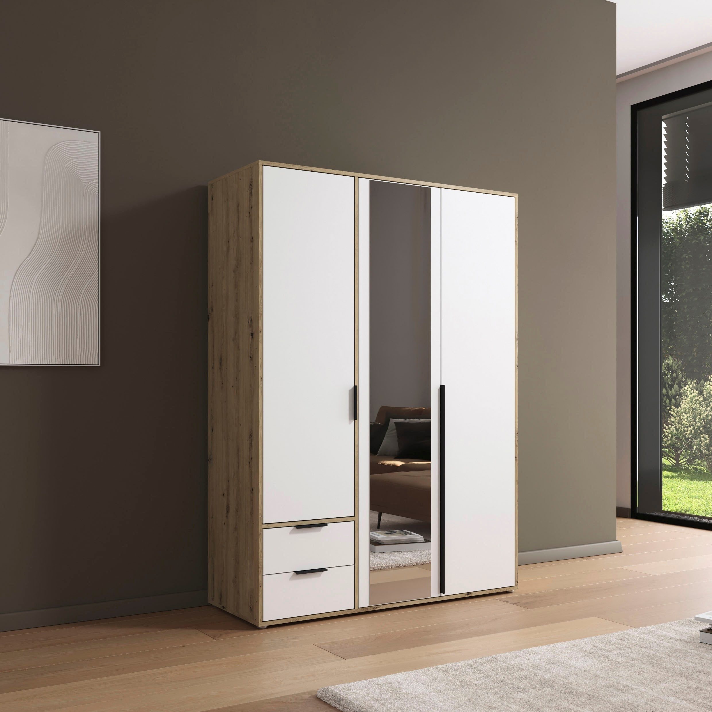 rauch Draaideurkast Kledingkast Kast Garderobe Wasmand NAGATA met Spiegel und schubladen sowie stangengriffen topseller made in germany