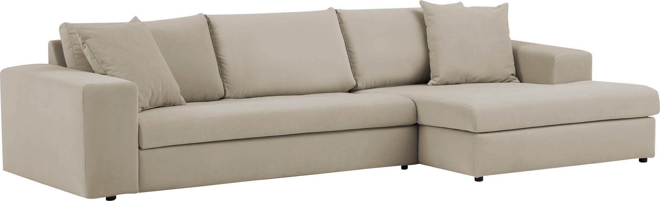 andas Hoekbank SLEETLAND XXL van fluweel of in vintage leer-look, L-model,