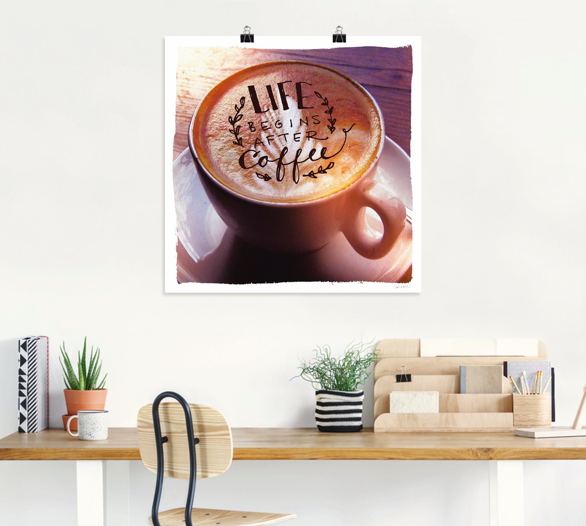 Artland Artprint Het leven begint na de koffie als artprint op linnen, poster in verschillende formaten maten