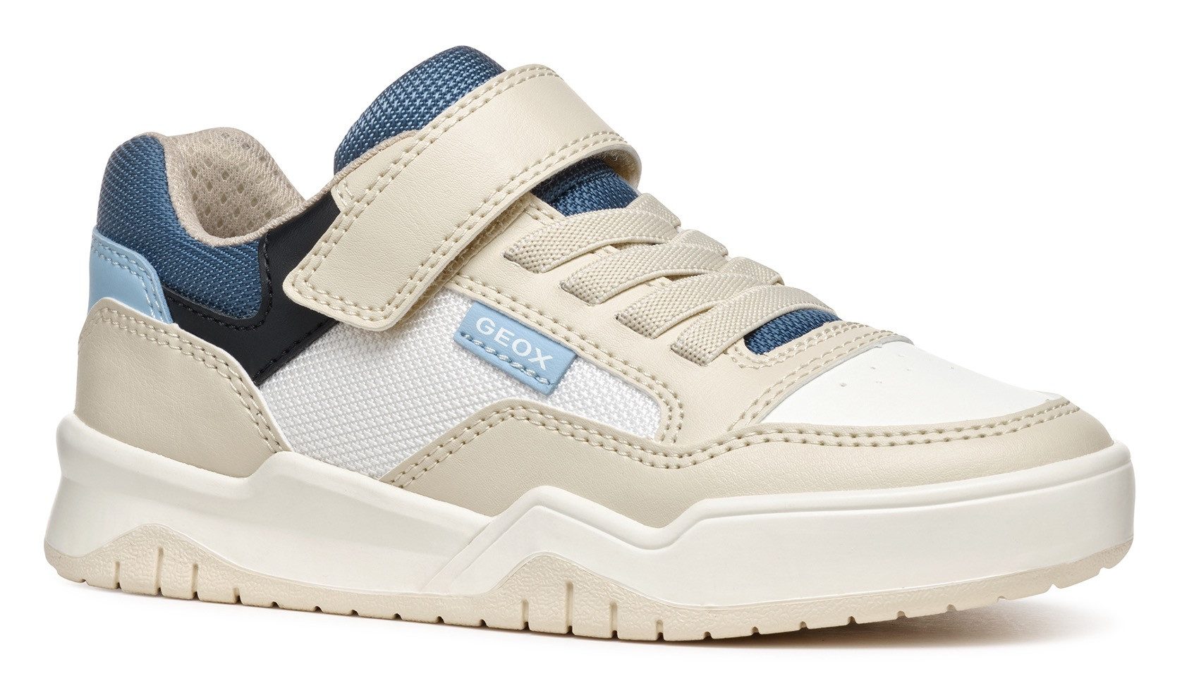 Geox Sneakers J Perth Boy , retro sneaker, slip-on sneaker met klittenbandsluiting heren sneakers maat 32 beige