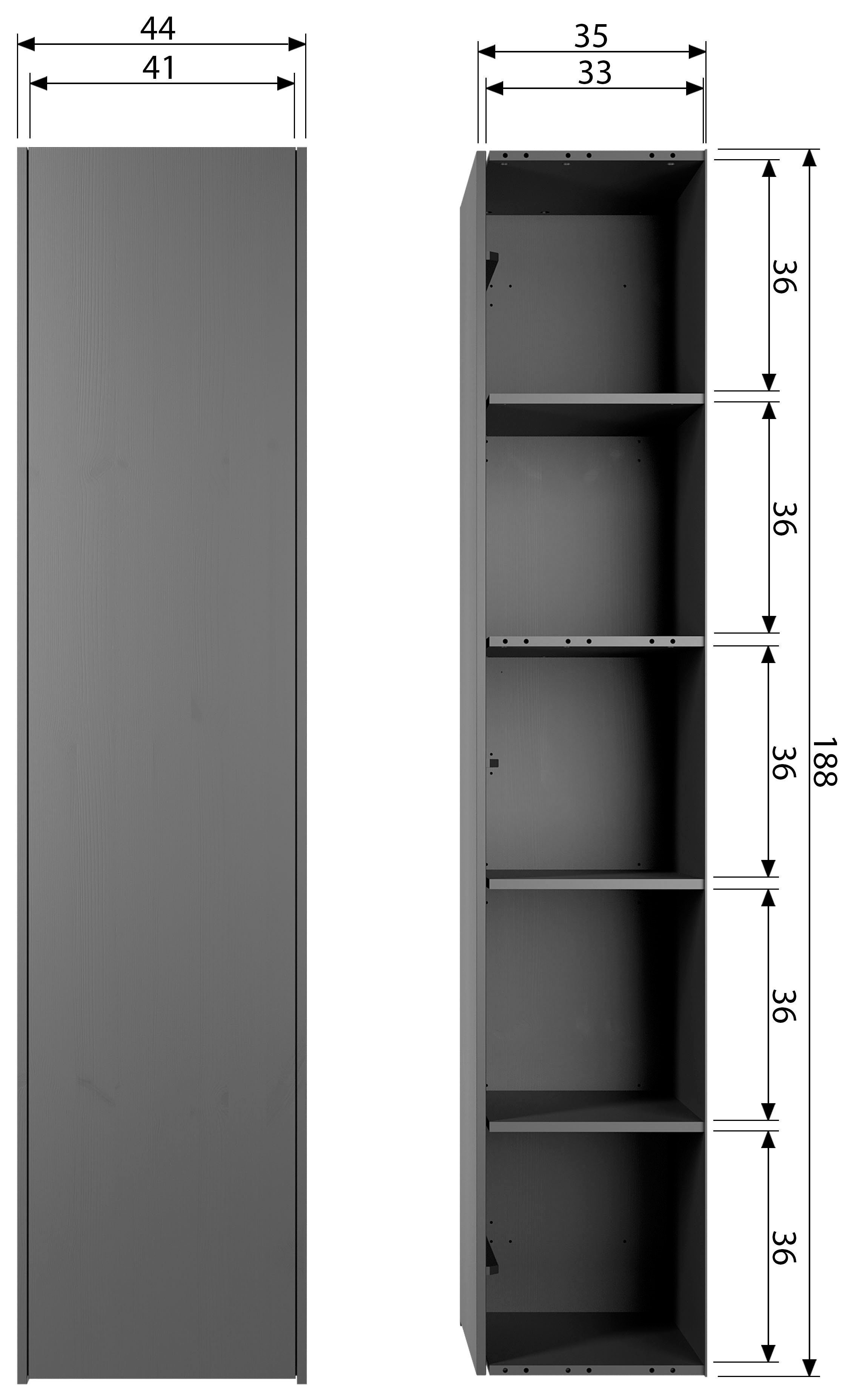 WOOOD Multifunctionele kast Teun in modern ontwerp, van dennenhout, breedte 44 cm