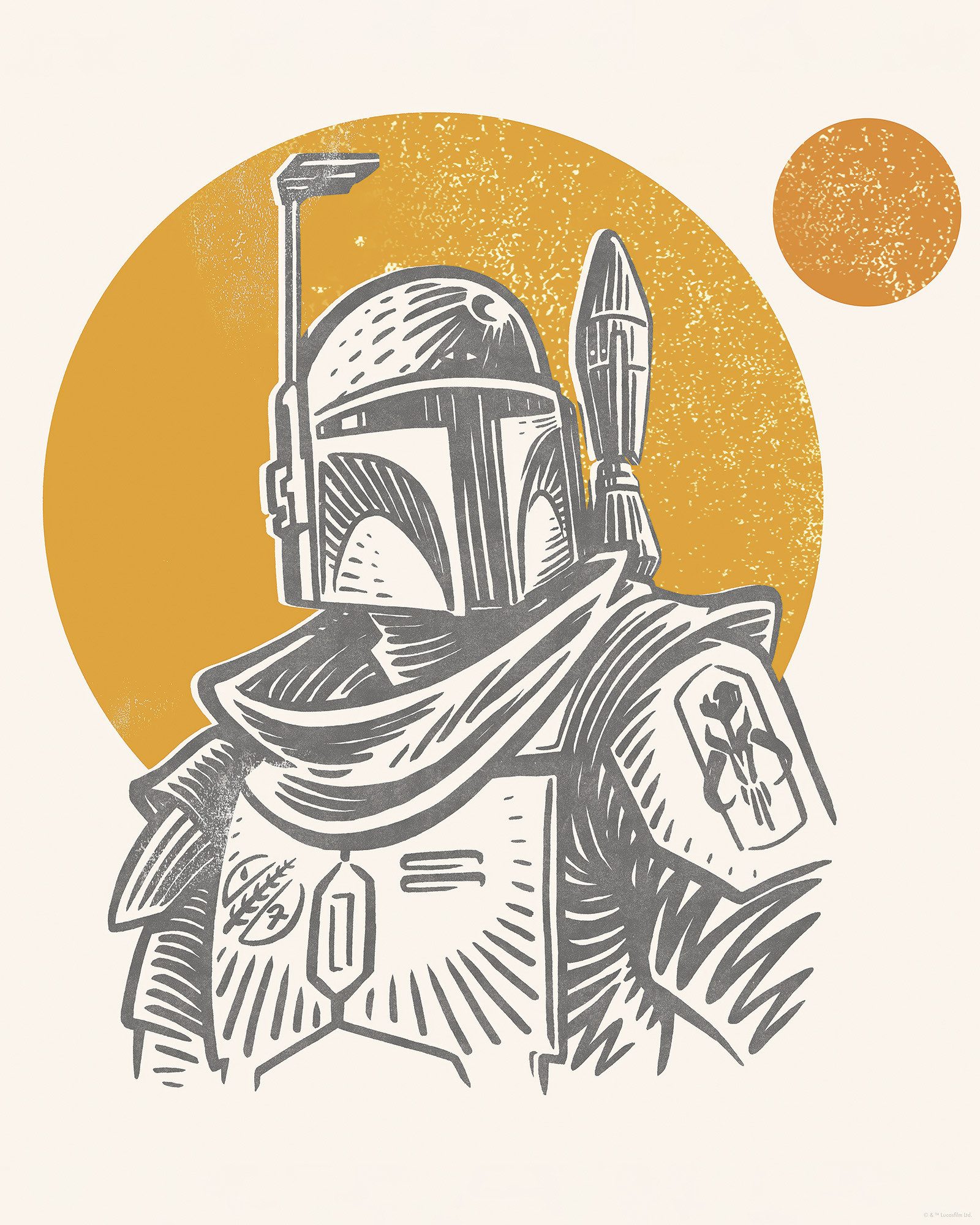 Komar Artprint Star Wars Boba Fett Illustration Iconic 40 x 60 cm (breedte x hoogte) - kinderkamer, decoratie (1 stuk)