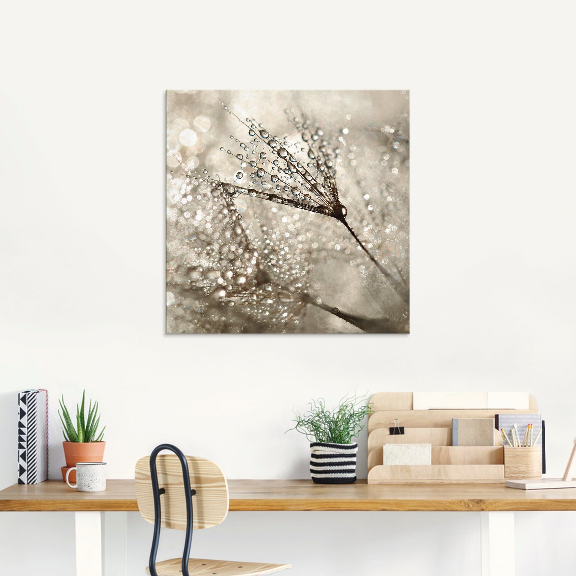Artland Print op glas Paardebloem dauwdruppels I