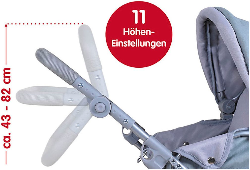 Knorrtoys® Combi-poppenwagen Boonk - star grey pink
