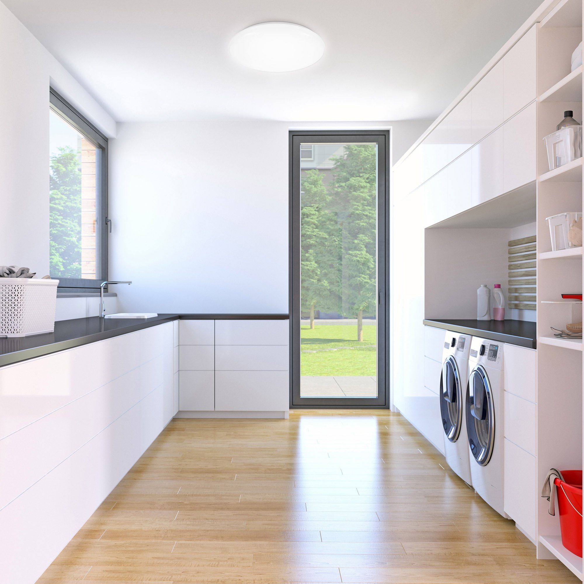 B.K.Licht Led-plafondlamp Leonis LED plafondlamp 28 cm 12W woonkamer design-lamp, wit
