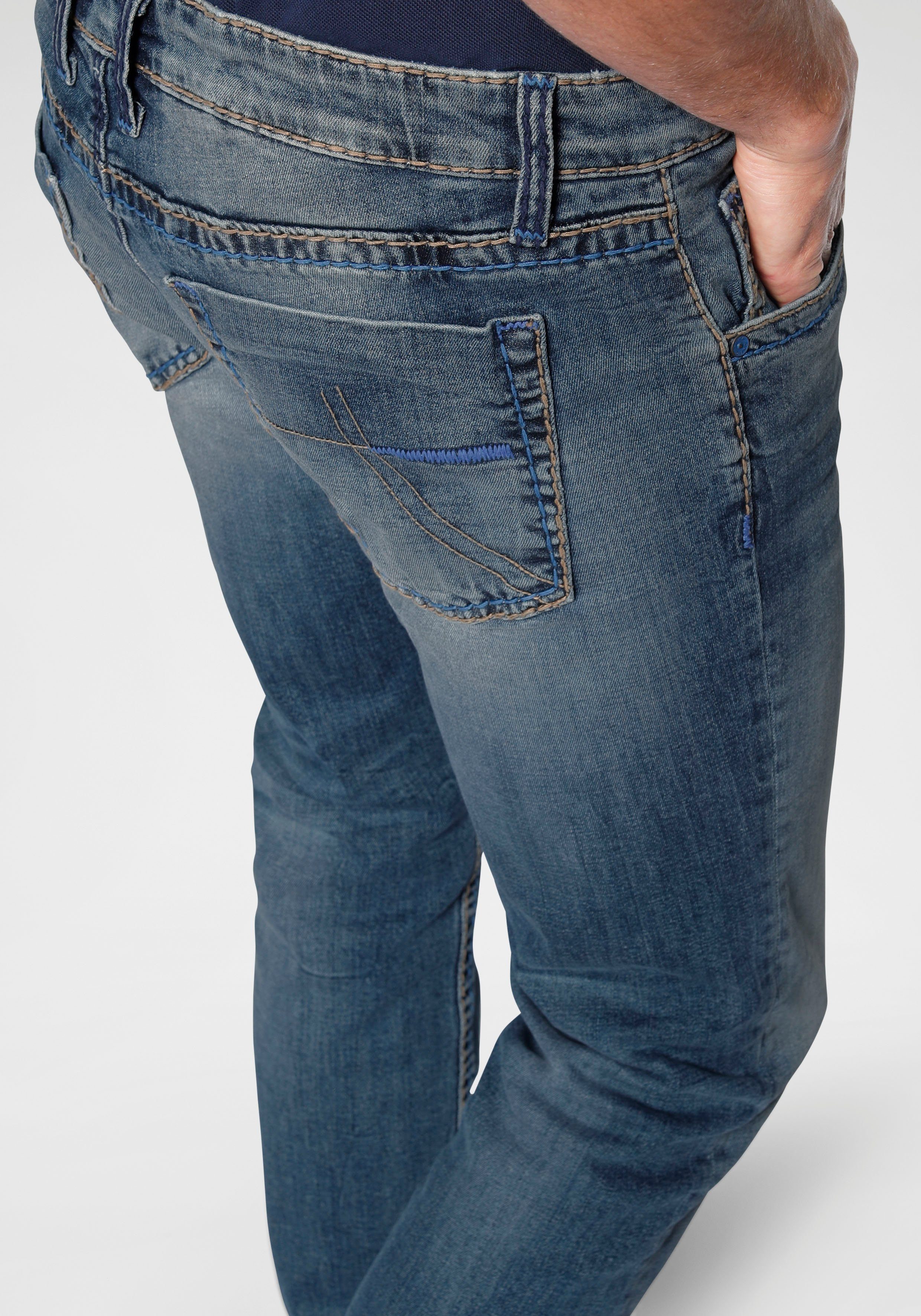 CAMP DAVID Straight jeans NI:CO:R611 met opvallende stiknaden