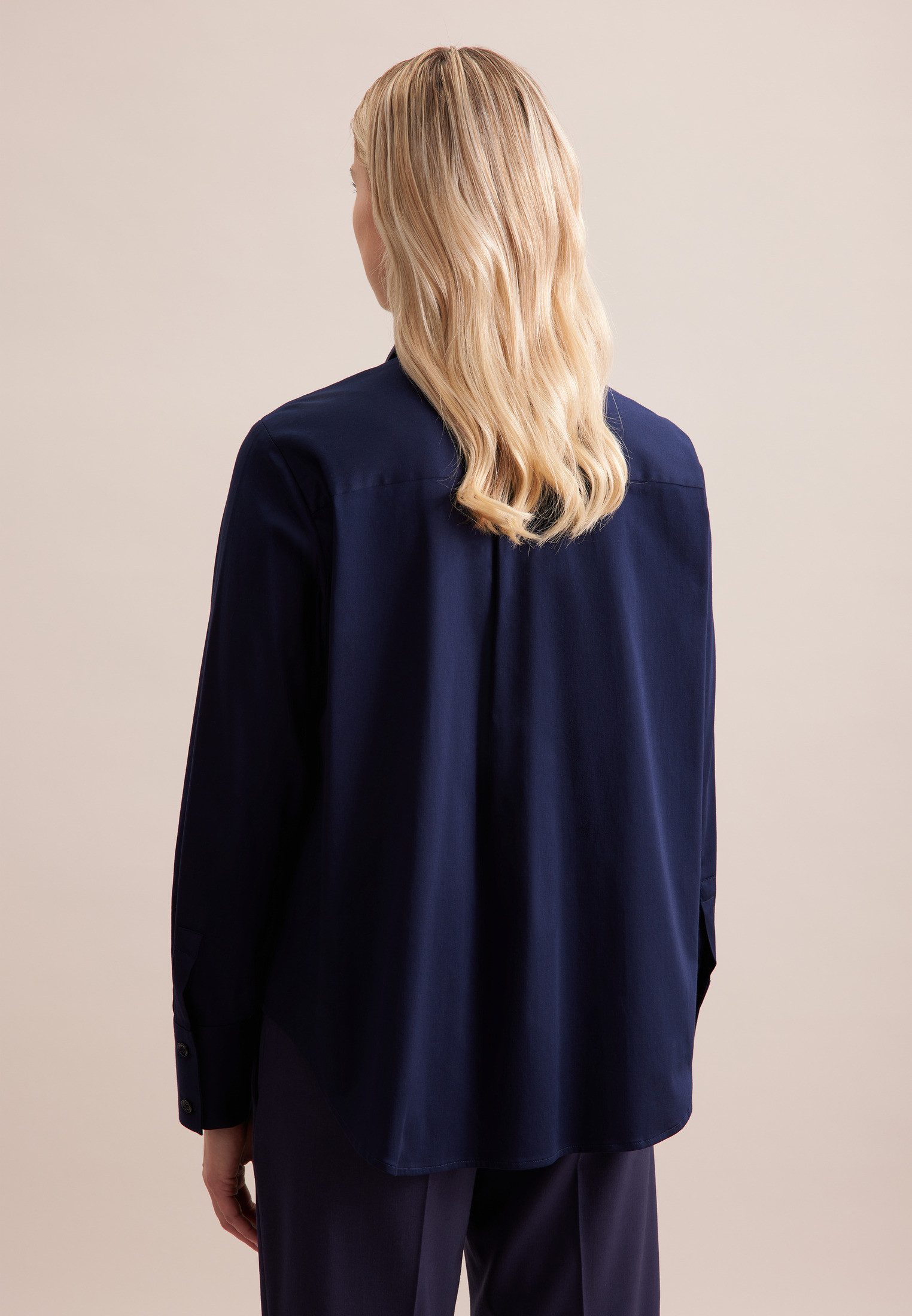 seidensticker Blouse met kraagstrik Zwarte roos Lange mouwen kraag uni