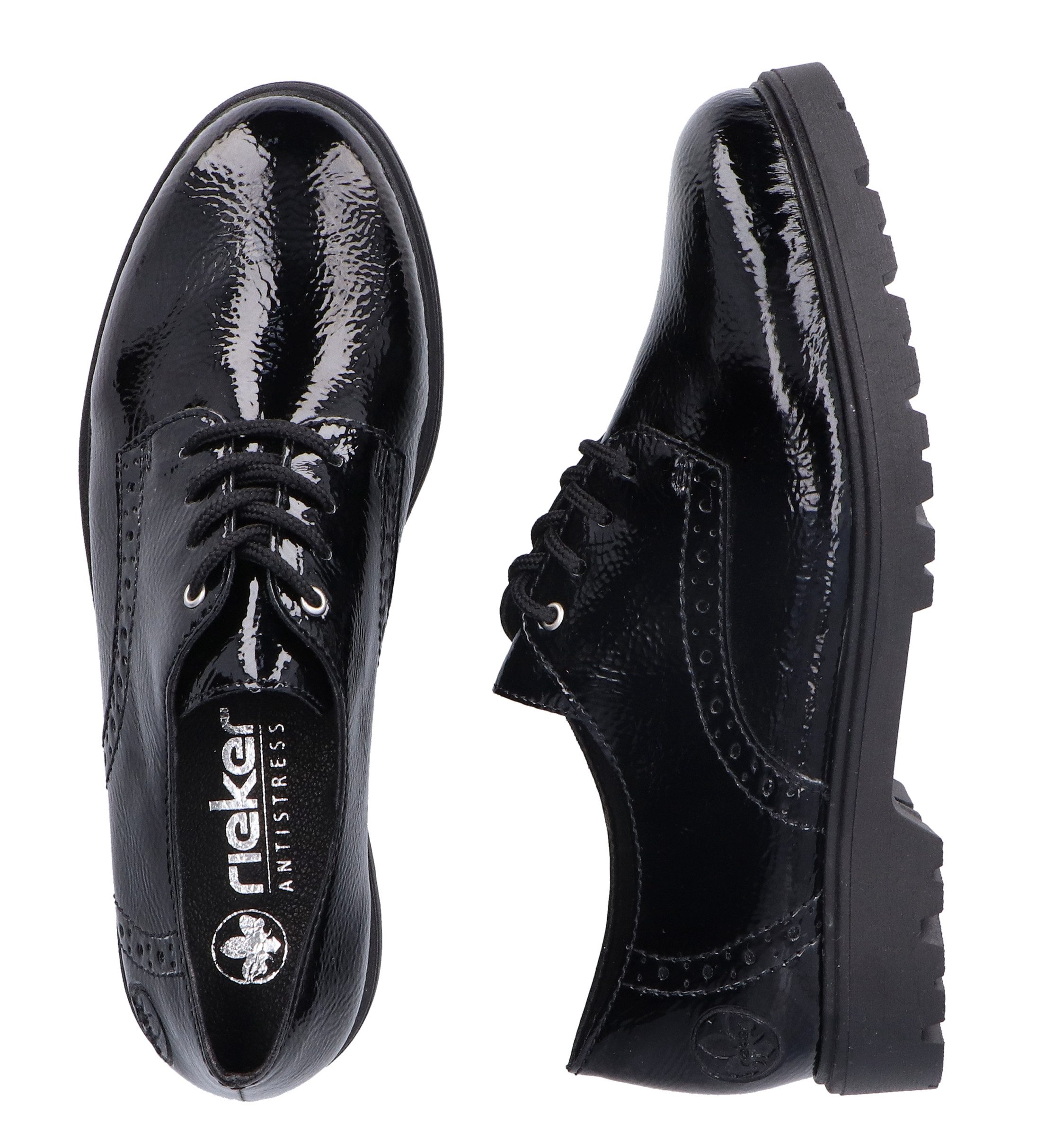 Rieker Veterschoenen , vrijetijdsschoen, lage schoen, business veterschoen in glanzende look