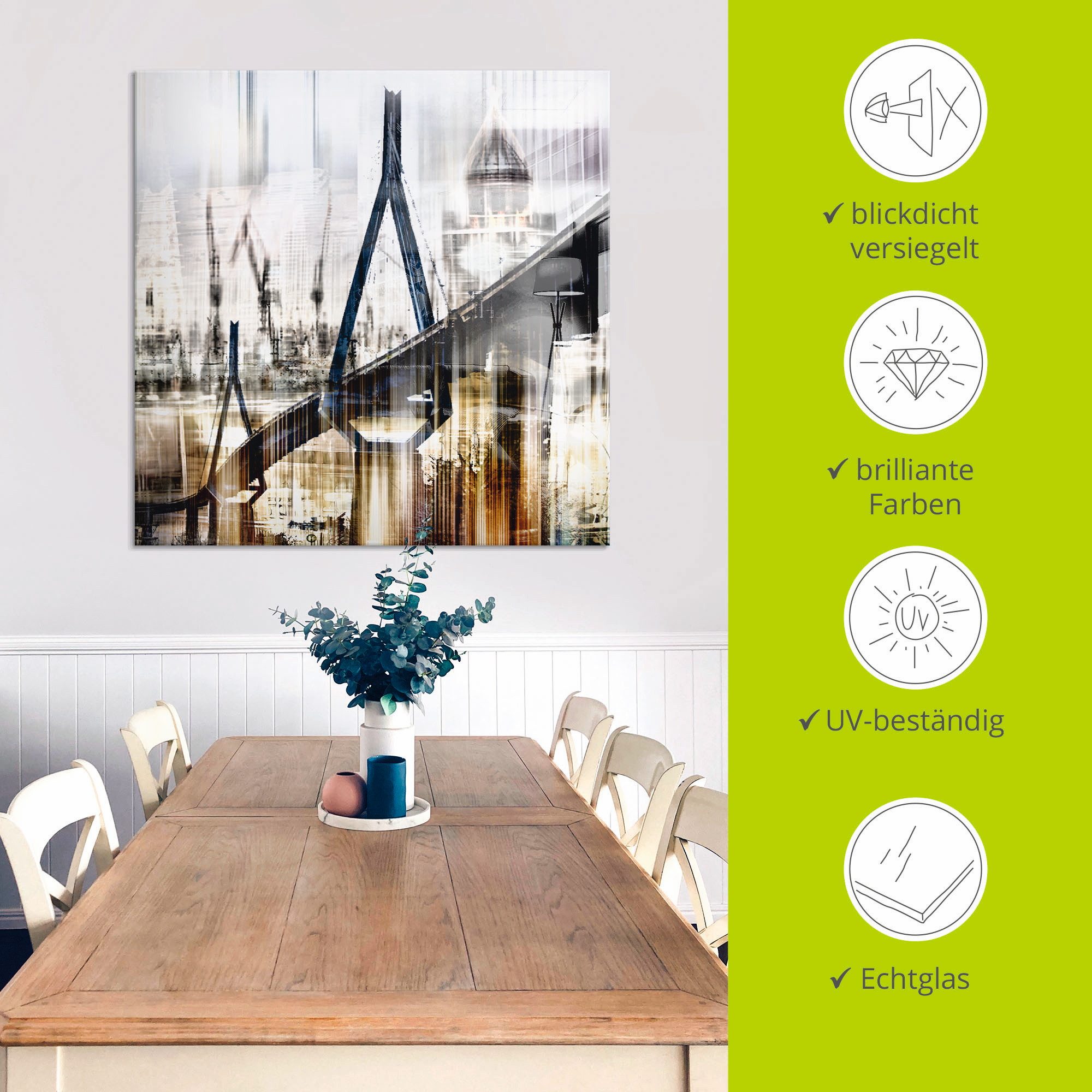 Artland Print op glas Hamburg Skyline collage III