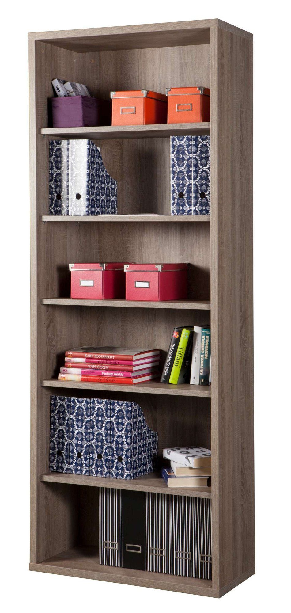 Composad Ordnerrek DISEGNO, boekenkast met 6 open vakken, verstelbare planken, hoogte 217 cm, 100% gerecycled hout, made in italy