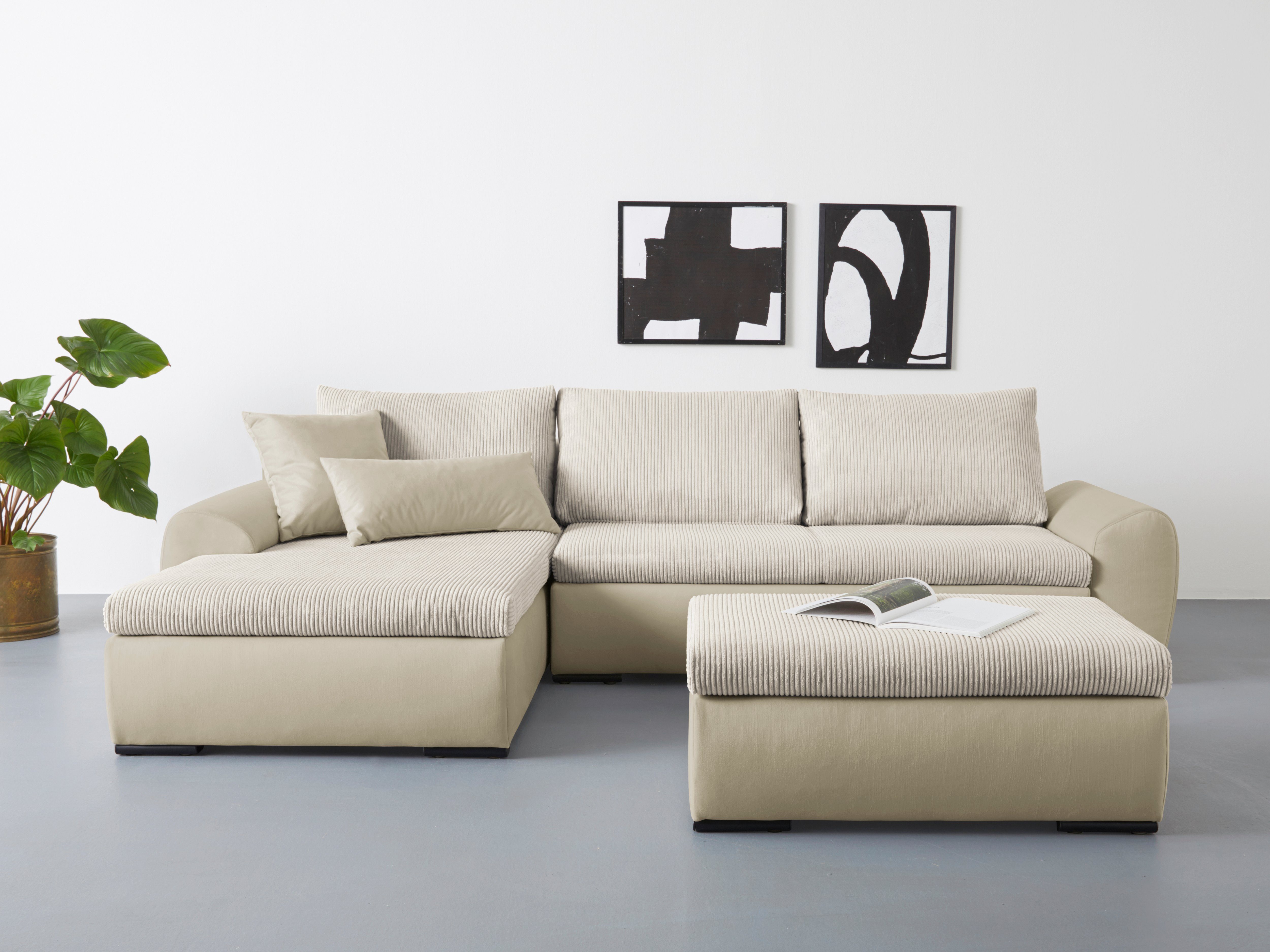 Home affaire Hocker Win met zwarte metalen poten, vrij plaatsbaar