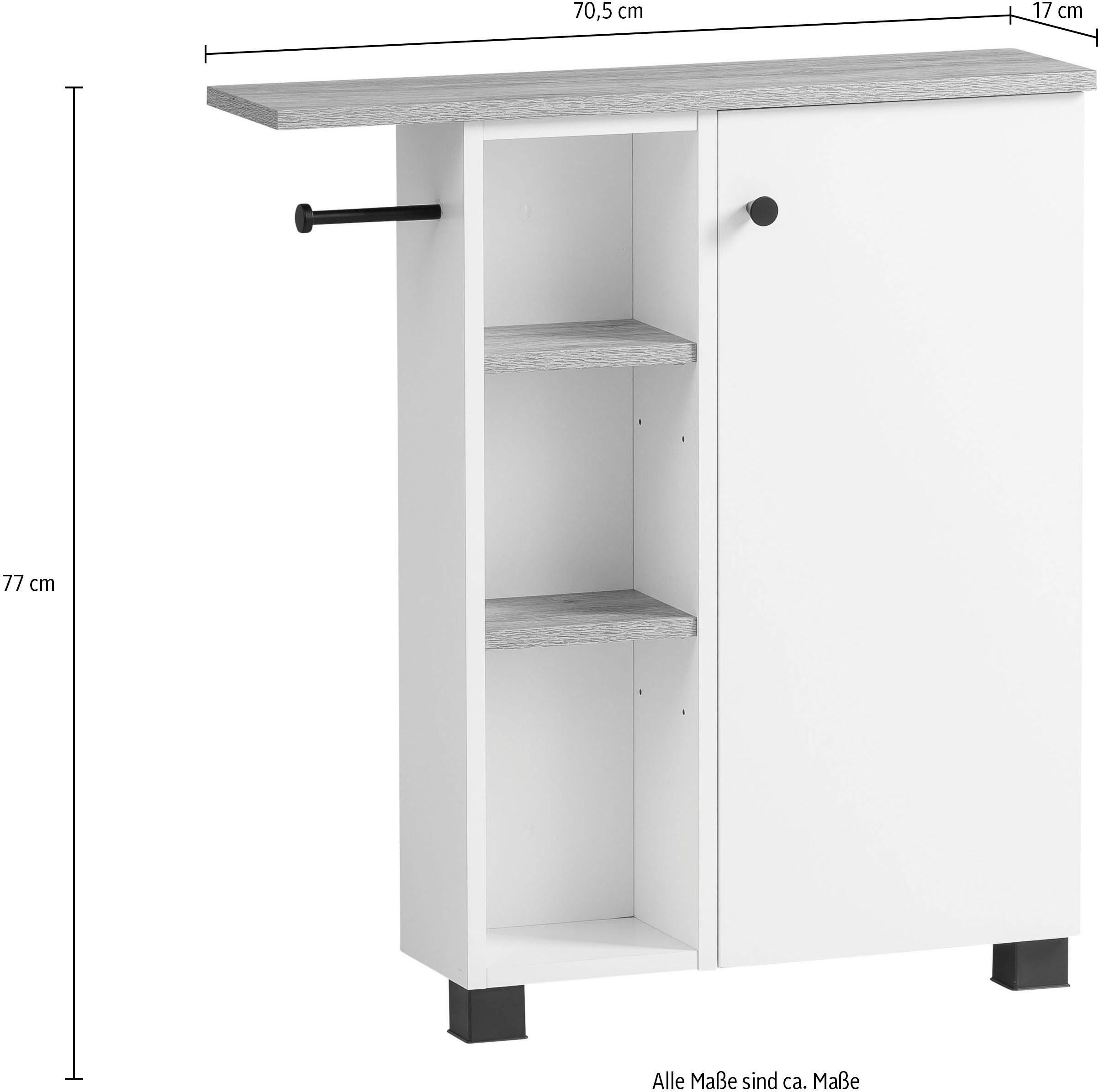 Schildmeyer Multifunctionele kast Balto, breedte 70 cm Houtdecor met voelbare structuur, plank aan beide zijden monteerbaar